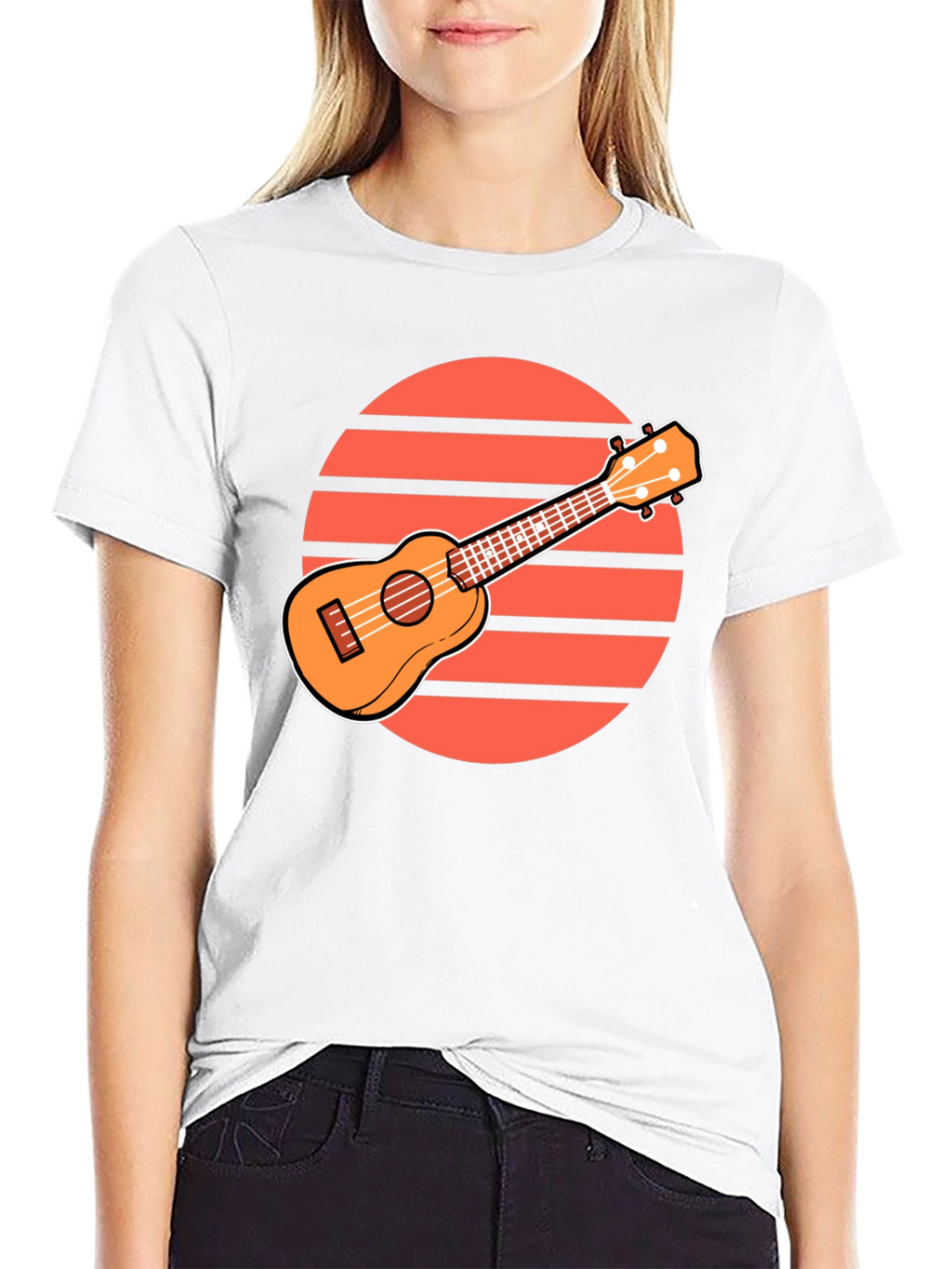 Ukulele Sunset Graphic Tee - Retro Style