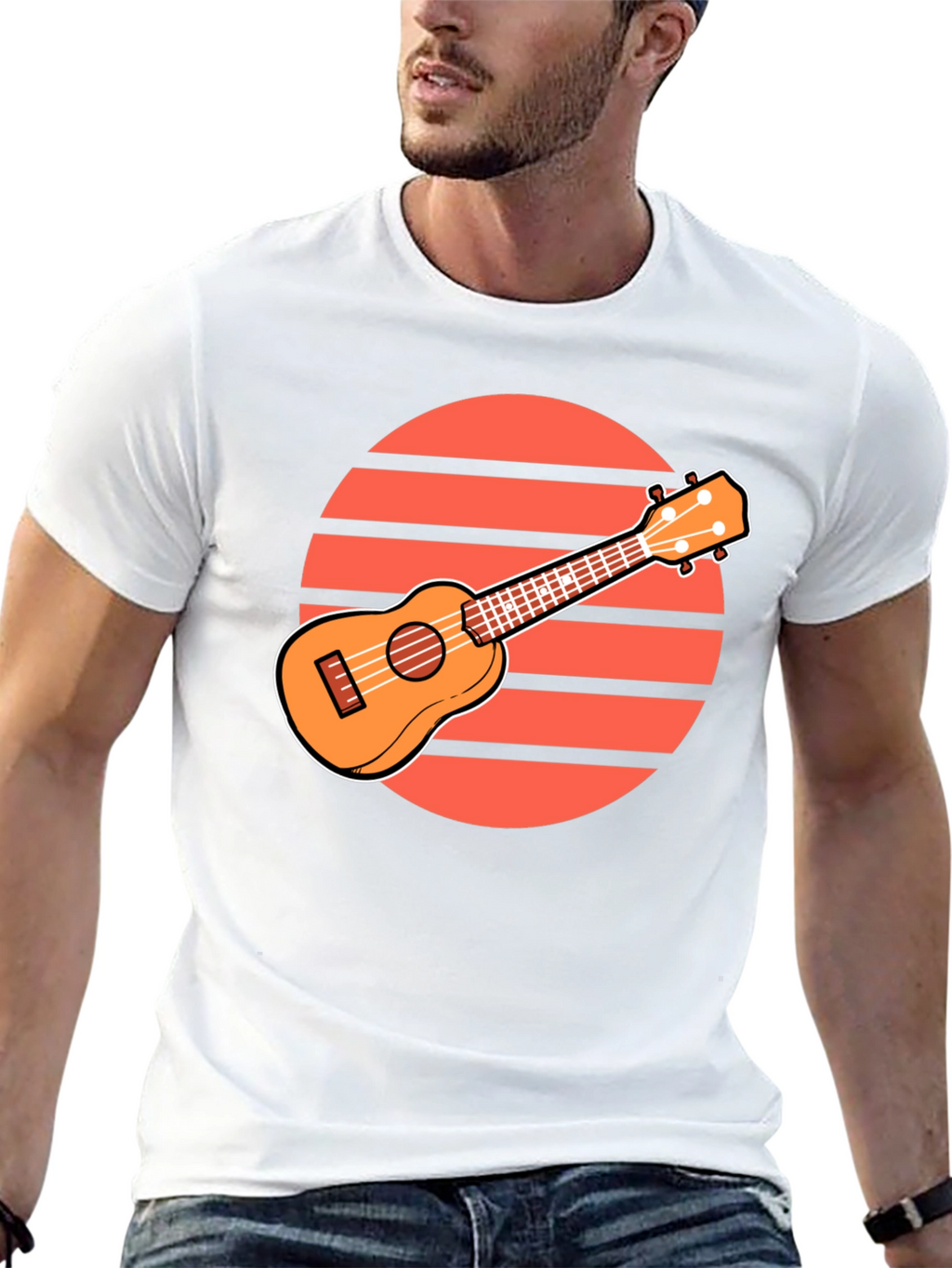 Ukulele Sunset Graphic Tee - Retro Style