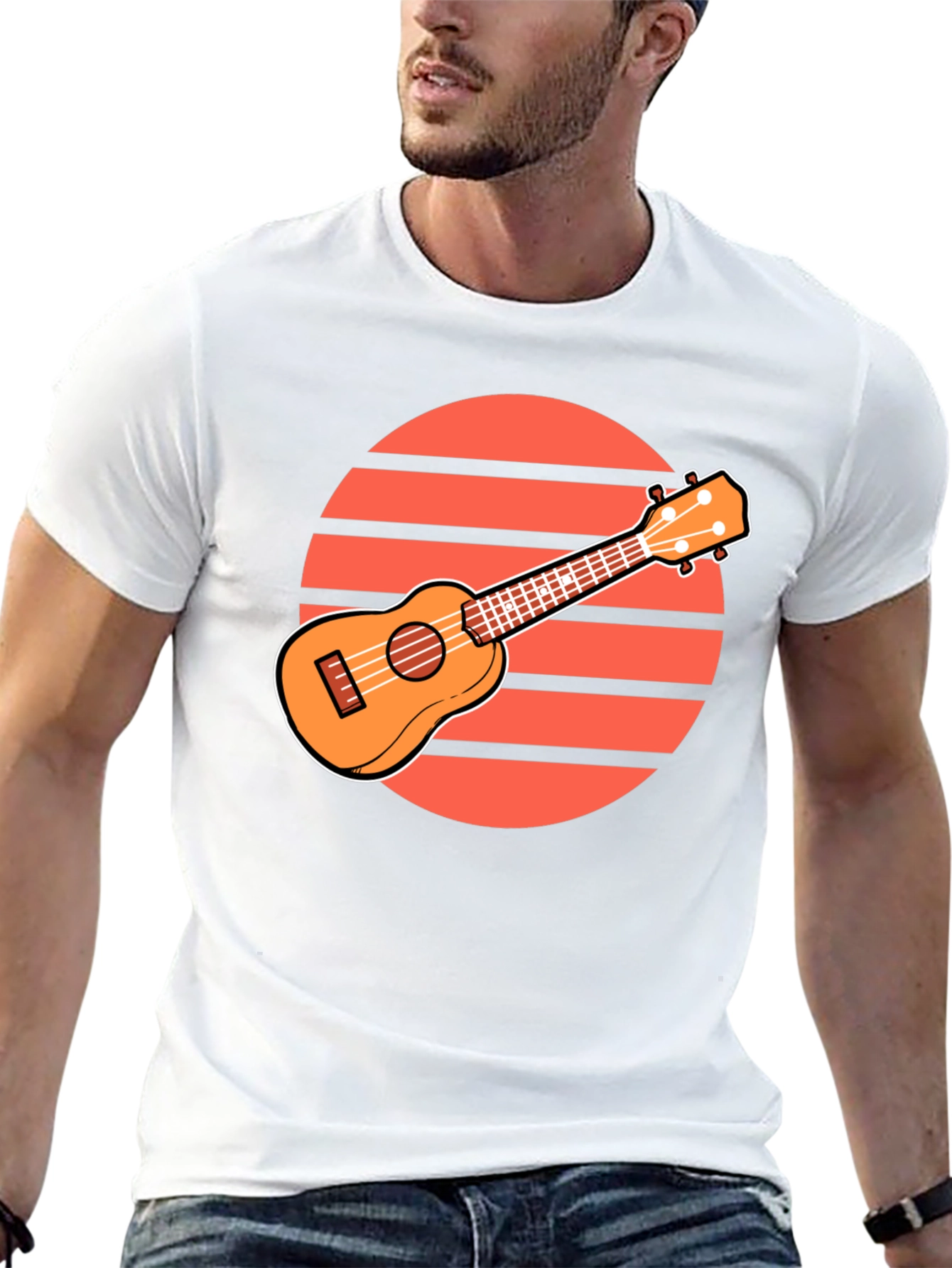 Ukulele Sunset Graphic Tee - Retro Style