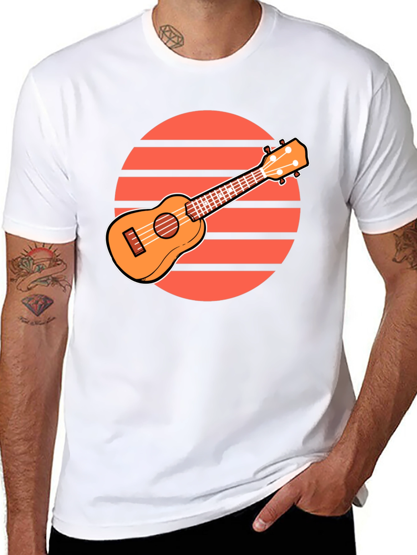 Ukulele Sunset Graphic Tee - Retro Style