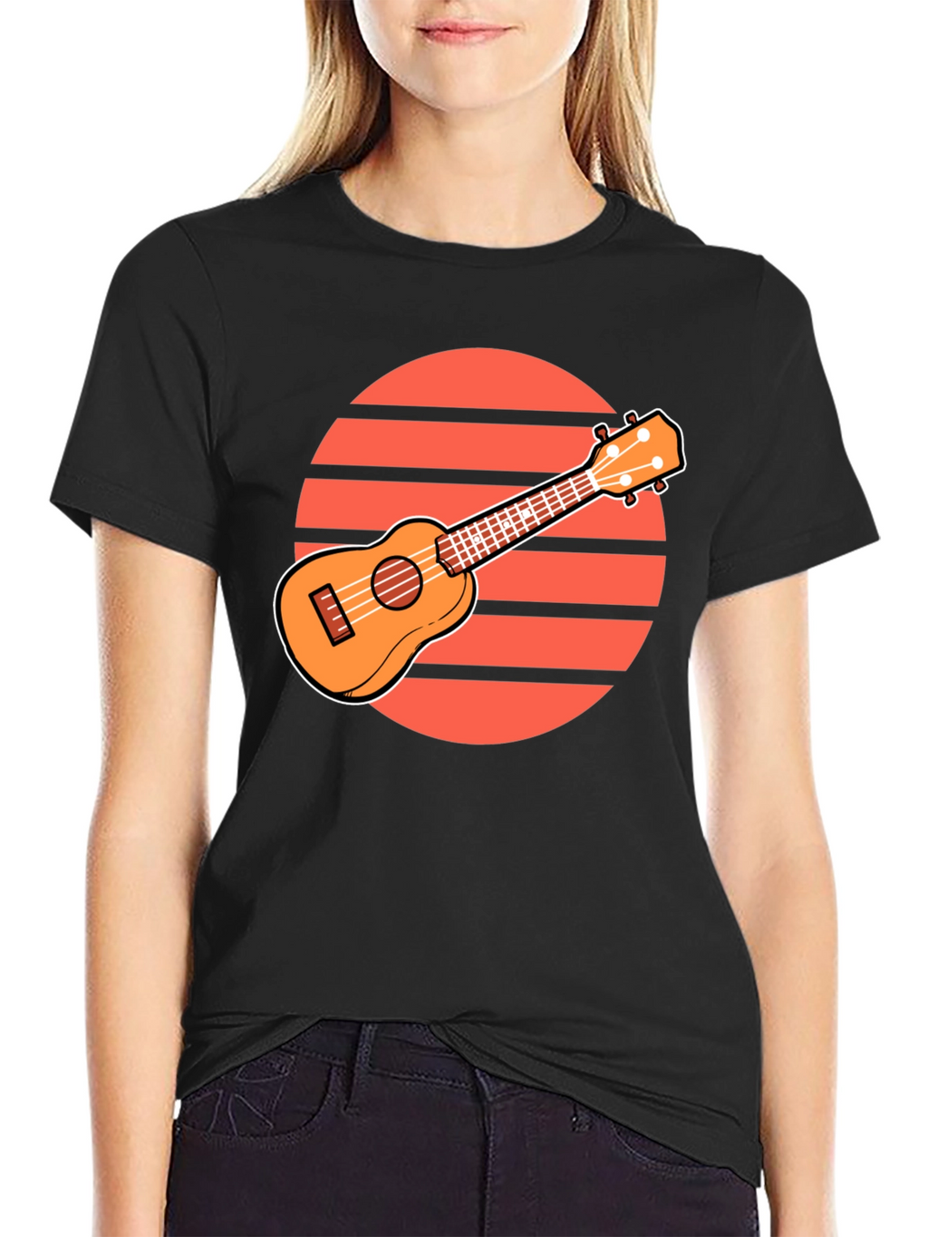 Ukulele Sunset Graphic Tee - Retro Style