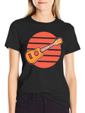 Ukulele Sunset Graphic Tee - Retro Style