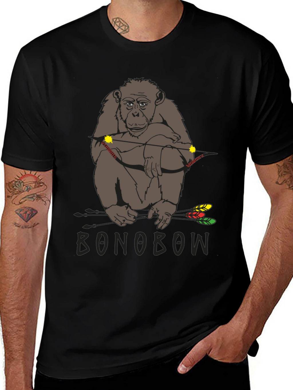 Bonobo Archer T-Shirt - Novelty Animal Tee