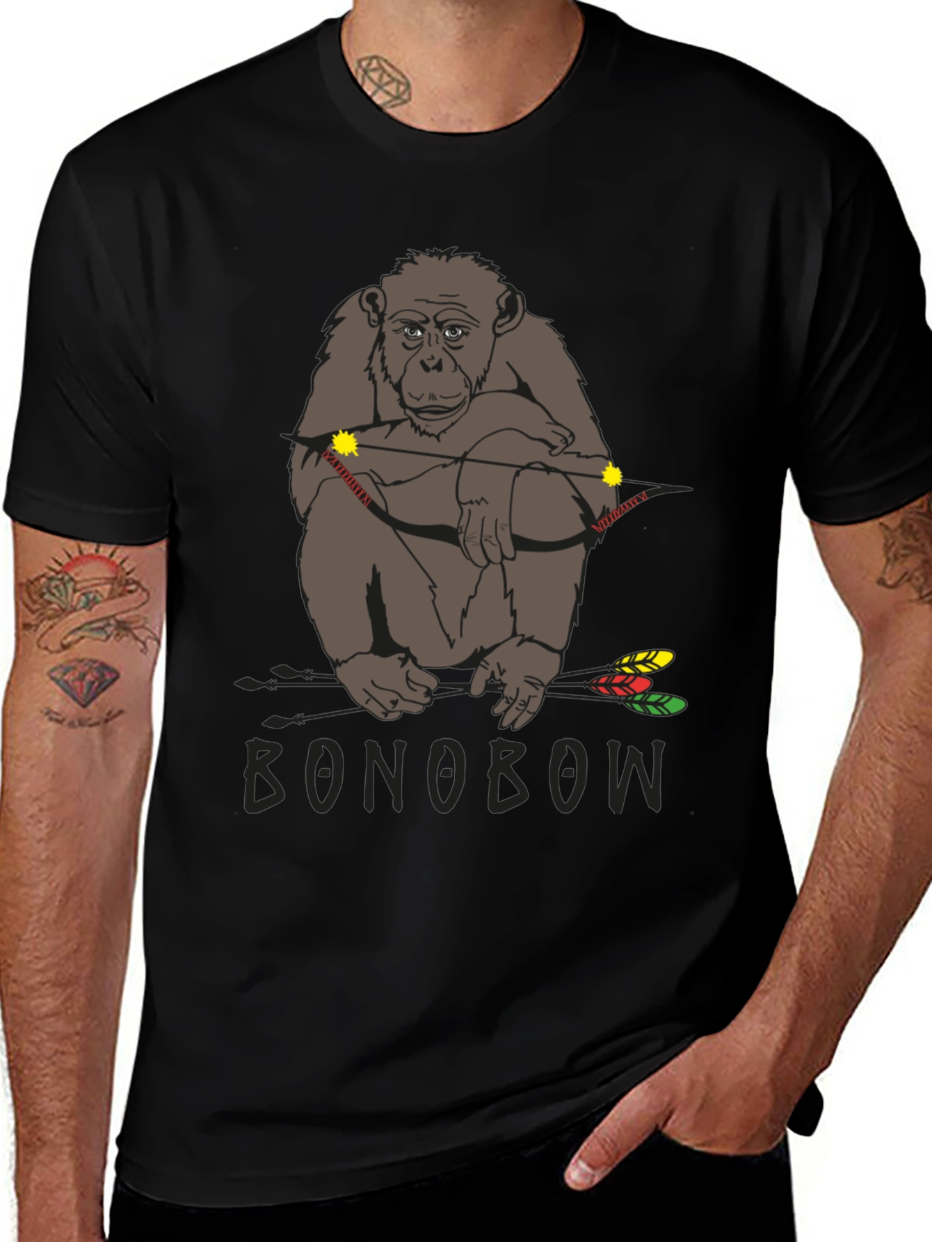Bonobo Archer T-Shirt - Novelty Animal Tee