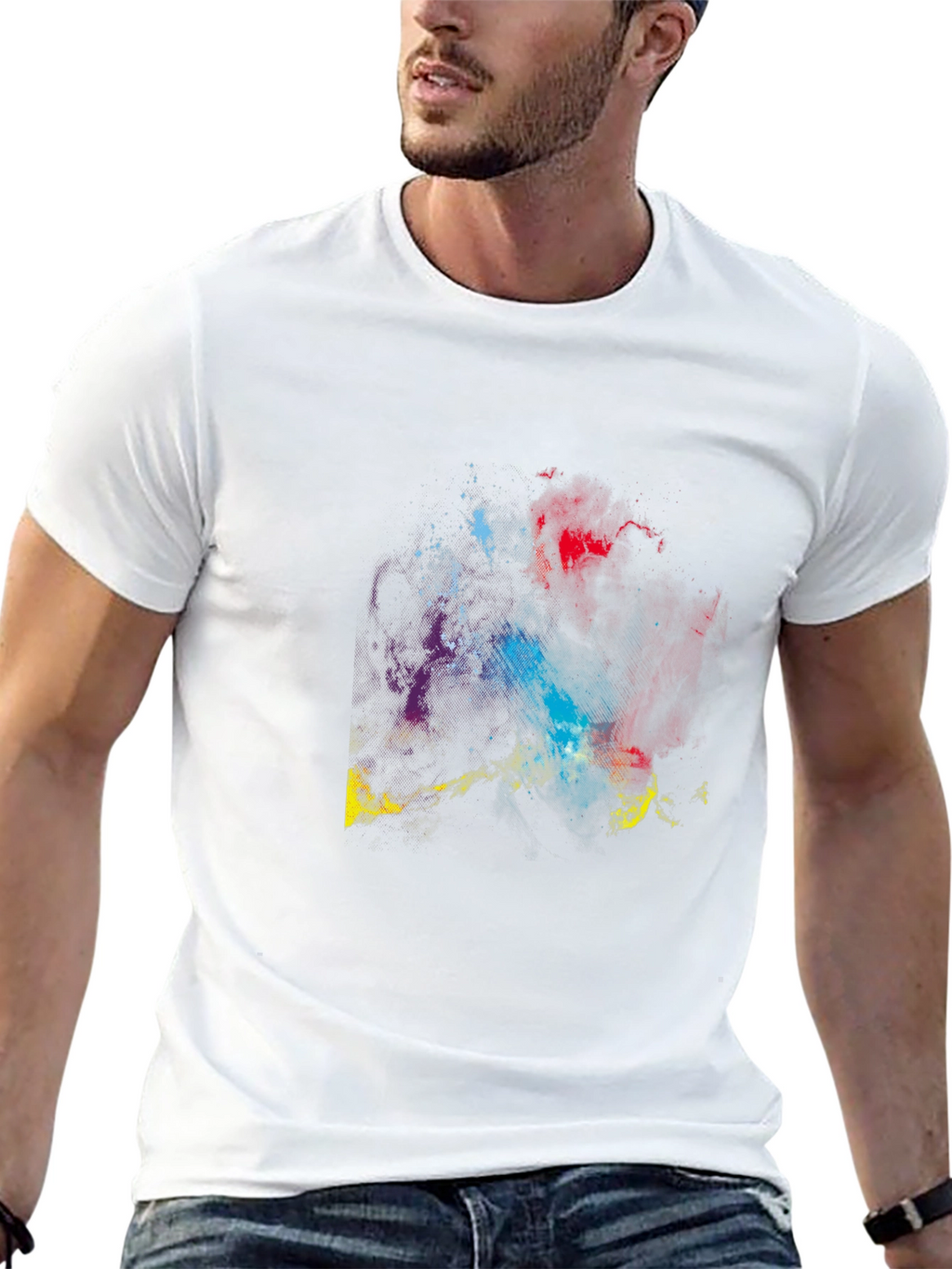 Cosmic Nebula Graphic Tee - Black Cotton Blend