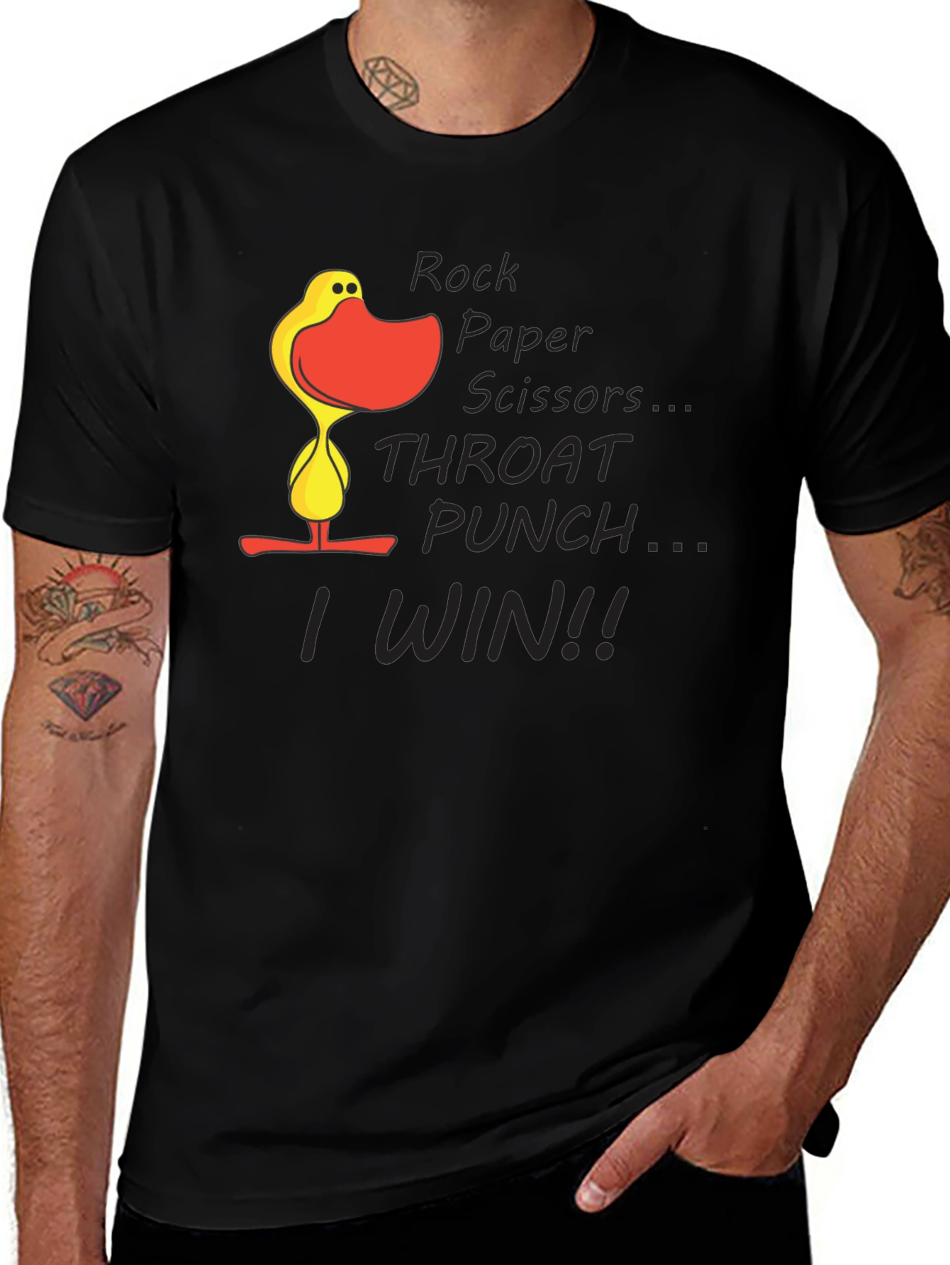 Funny Rock Paper Scissors T-Shirt - Throat Punch Edition