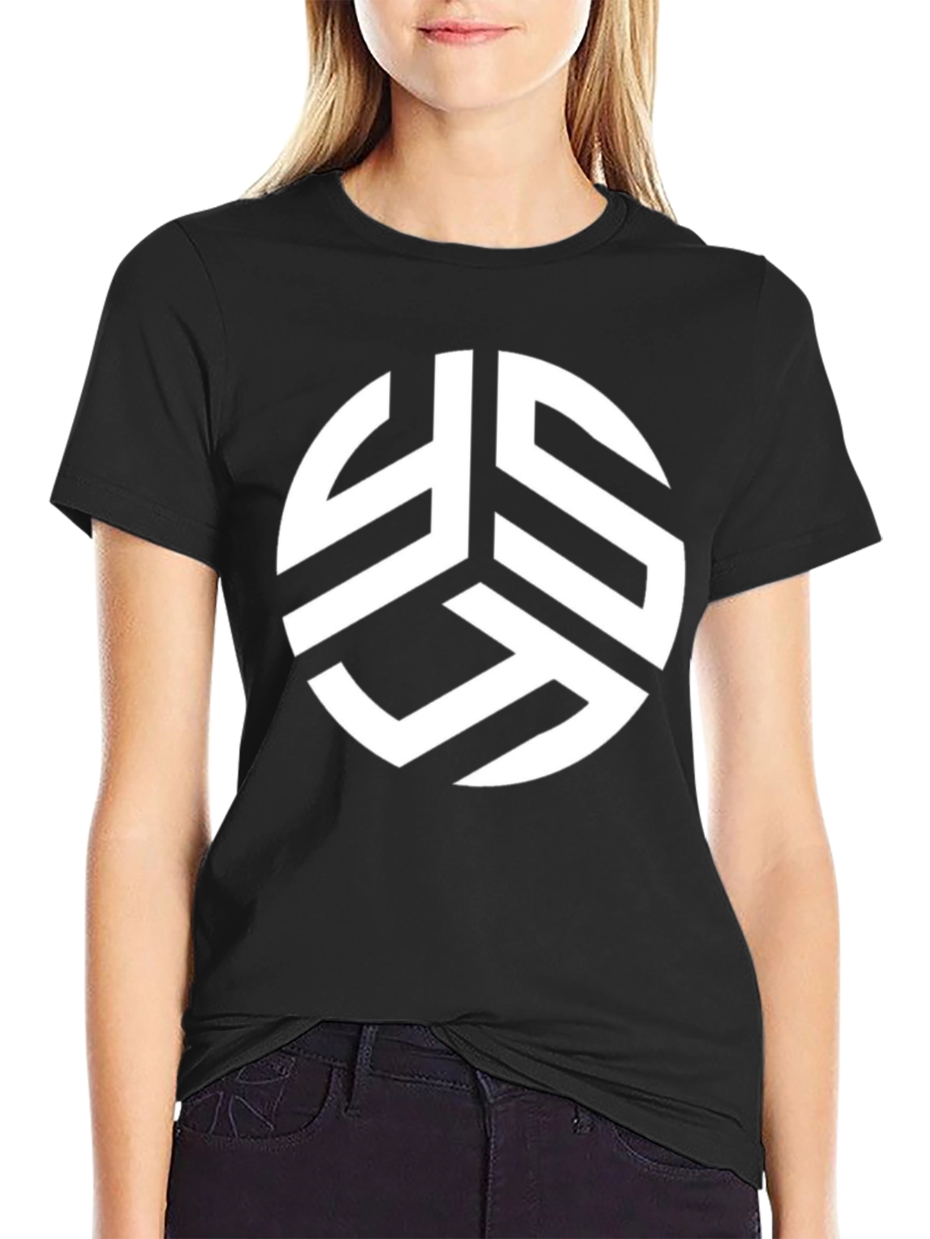 Modern Graphic Print Black Tee