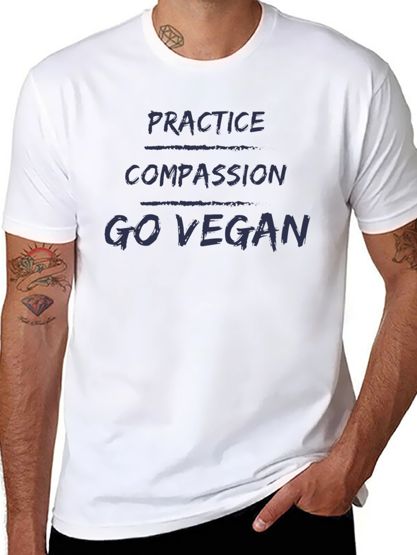 Practice Compassion Go Vegan T-Shirt - Animal Rights