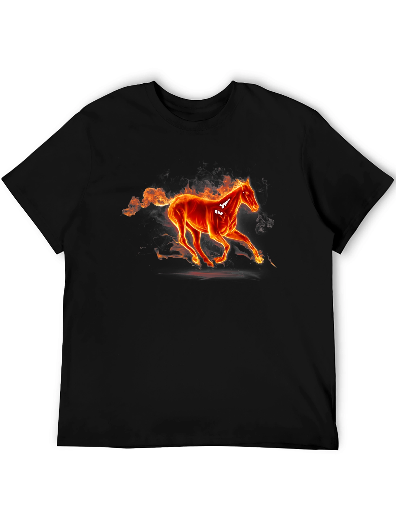 Fiery Horse Graphic Tee - Black Cotton