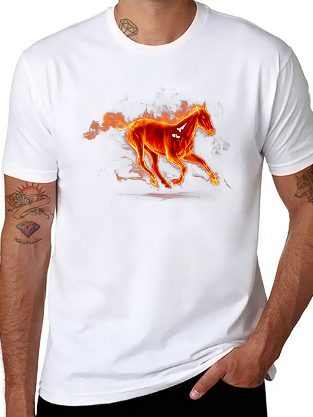 Fiery Horse Graphic Tee - Black Cotton