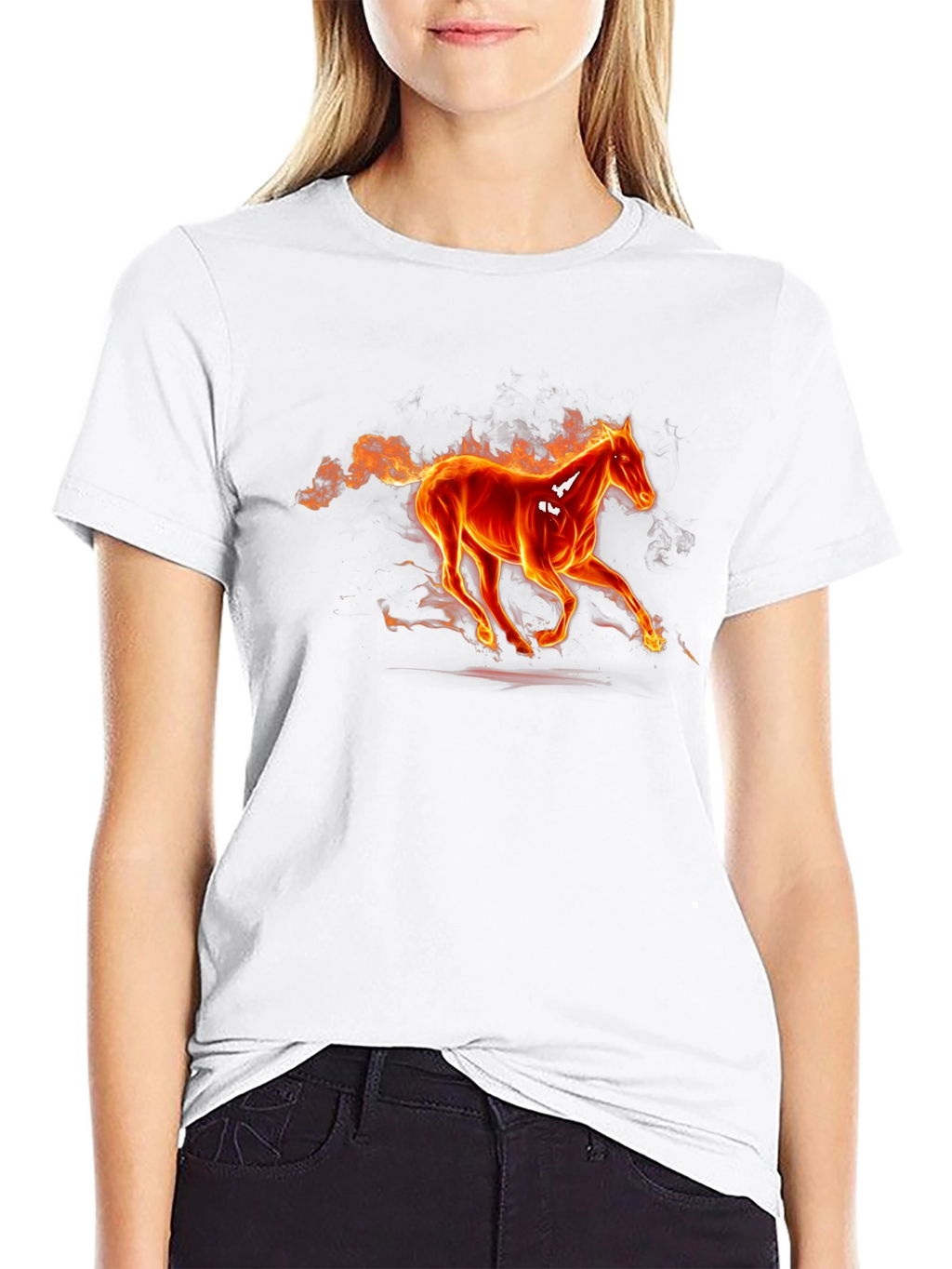 Fiery Horse Graphic Tee - Black Cotton