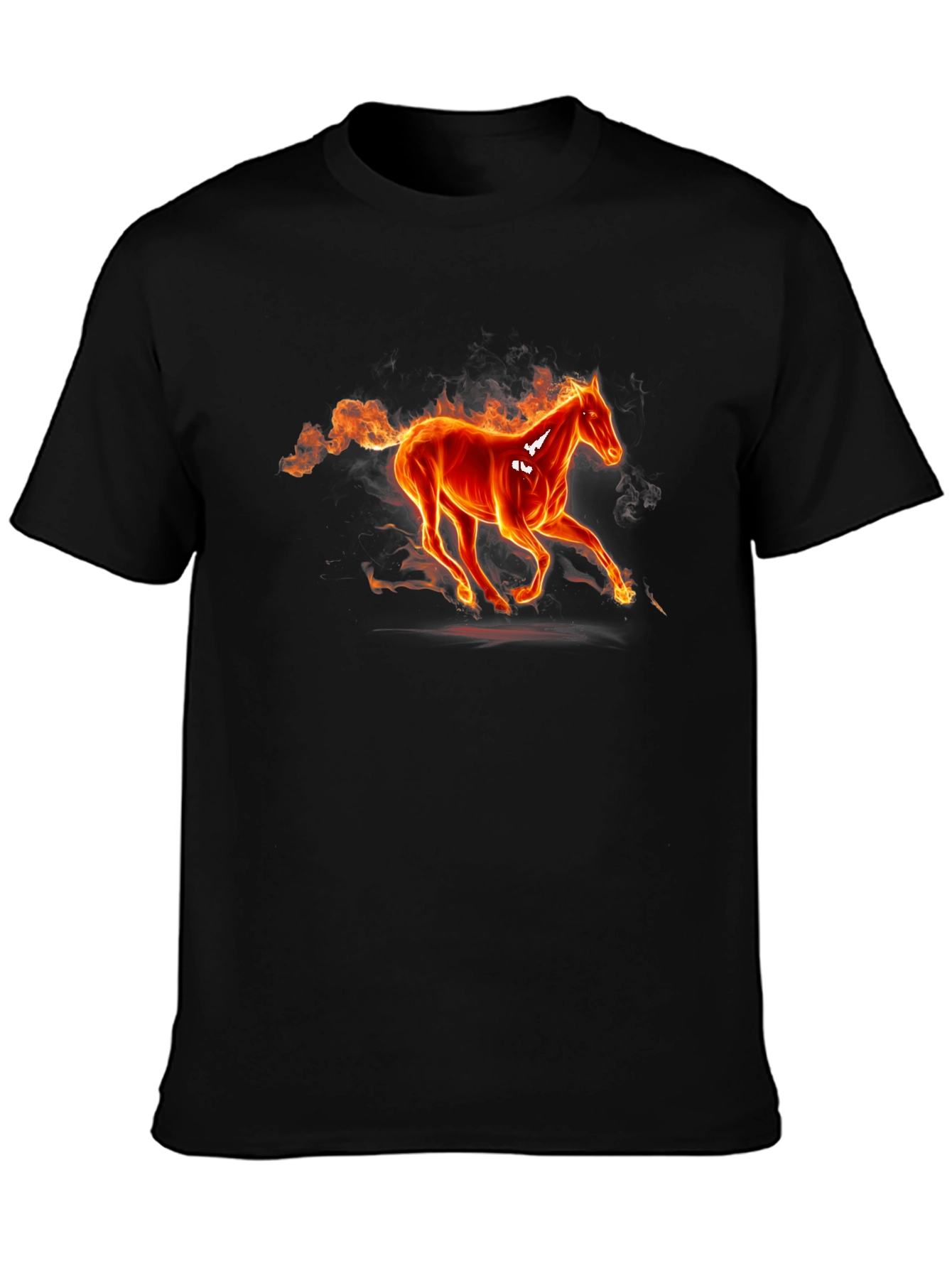 Fiery Horse Graphic Tee - Black Cotton