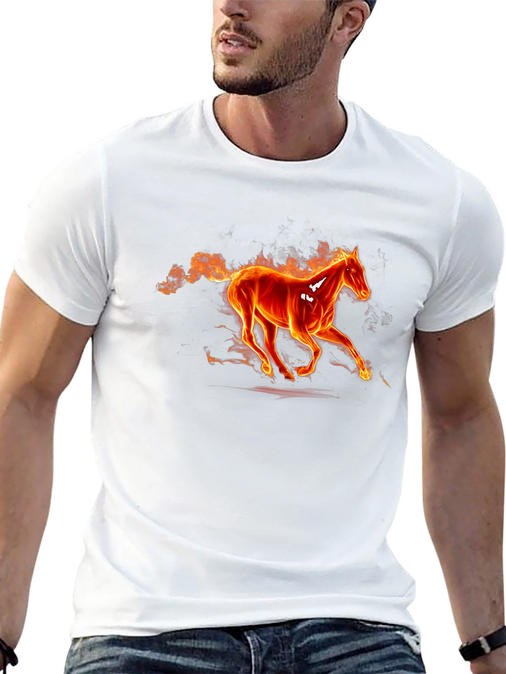 Fiery Horse Graphic Tee - Black Cotton