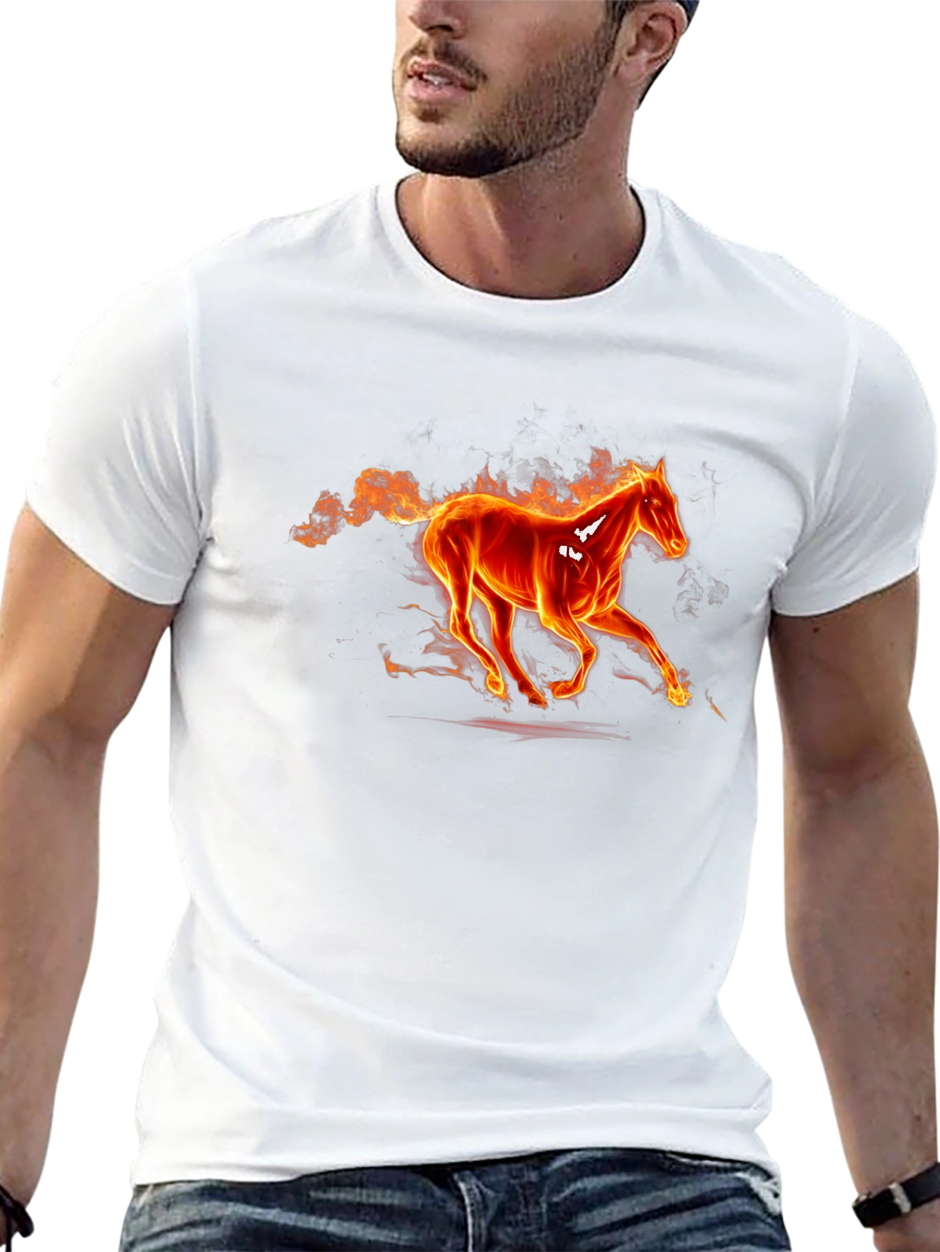 Fiery Horse Graphic Tee - Black Cotton