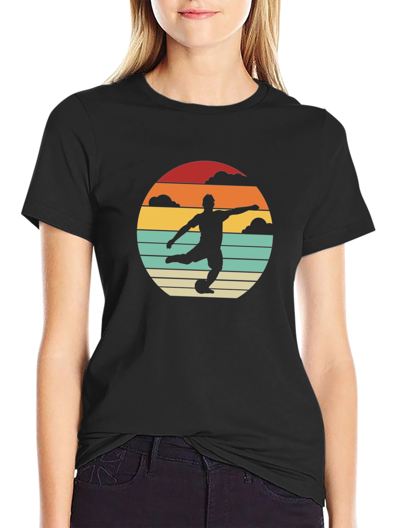 Retro Soccer Player Graphic Tee - Vintage Style Shirt