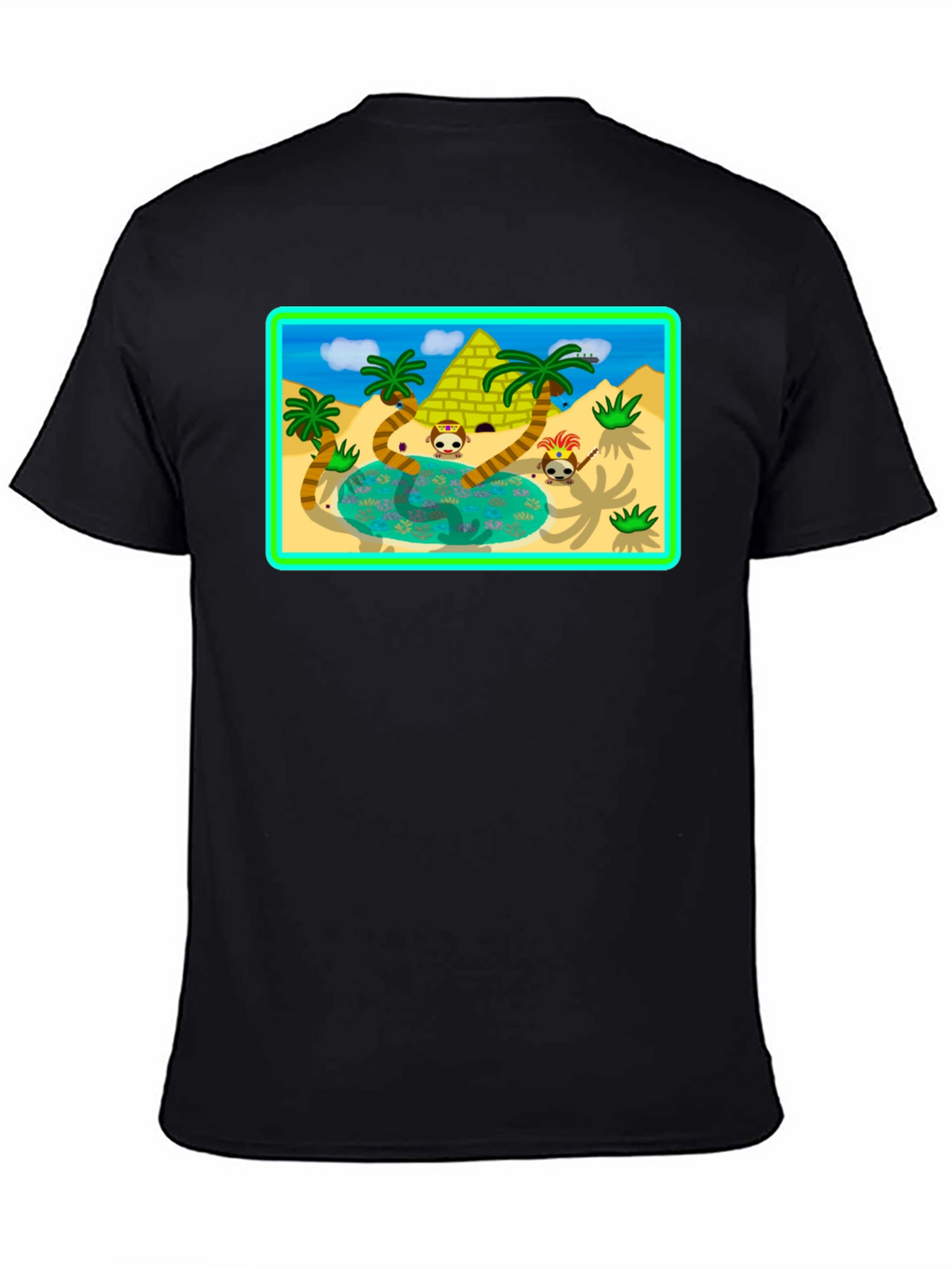 Cartoon Desert Pyramid Graphic T-Shirt