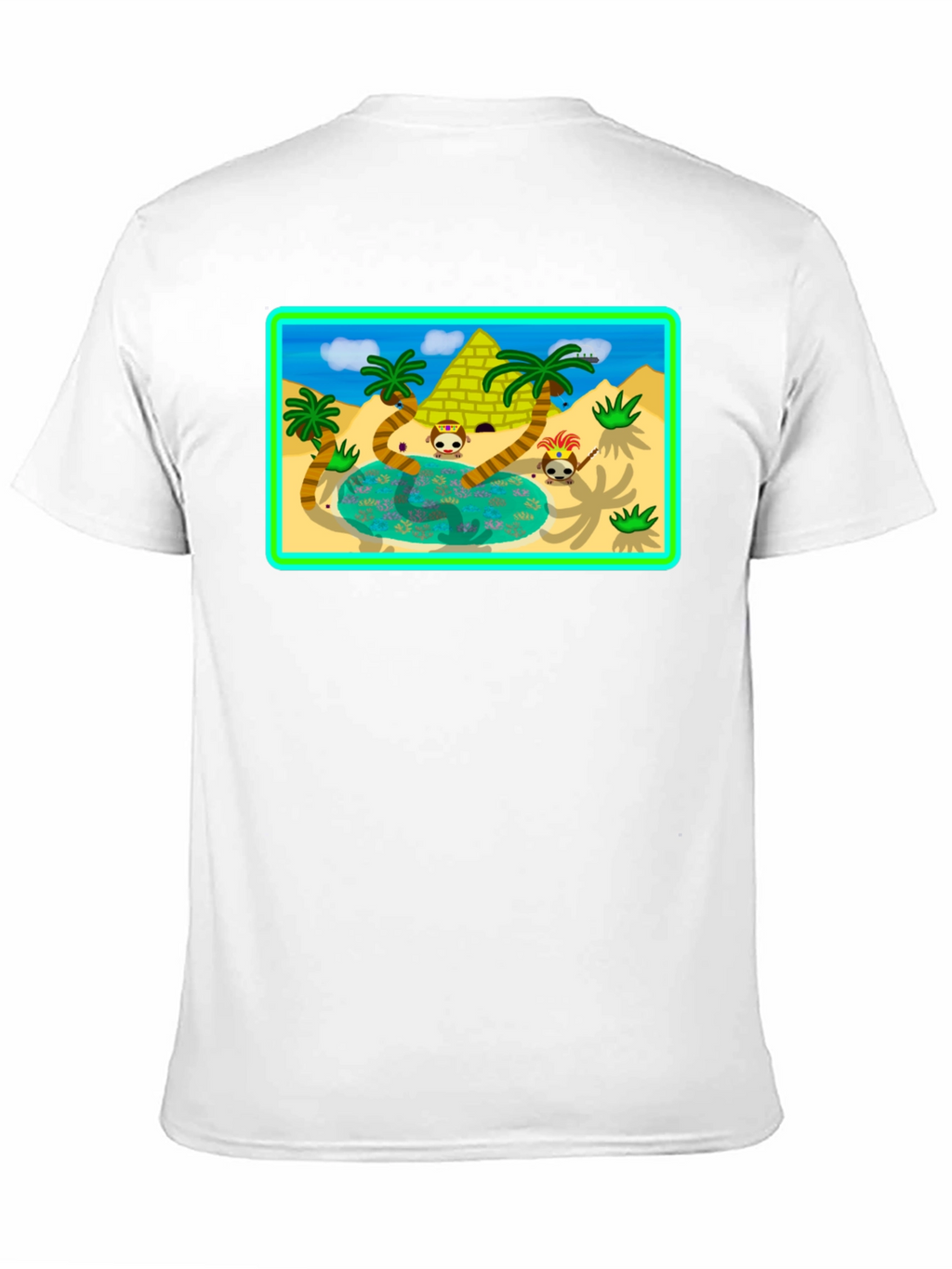 Cartoon Desert Pyramid Graphic T-Shirt