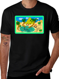 Cartoon Desert Pyramid Graphic T-Shirt