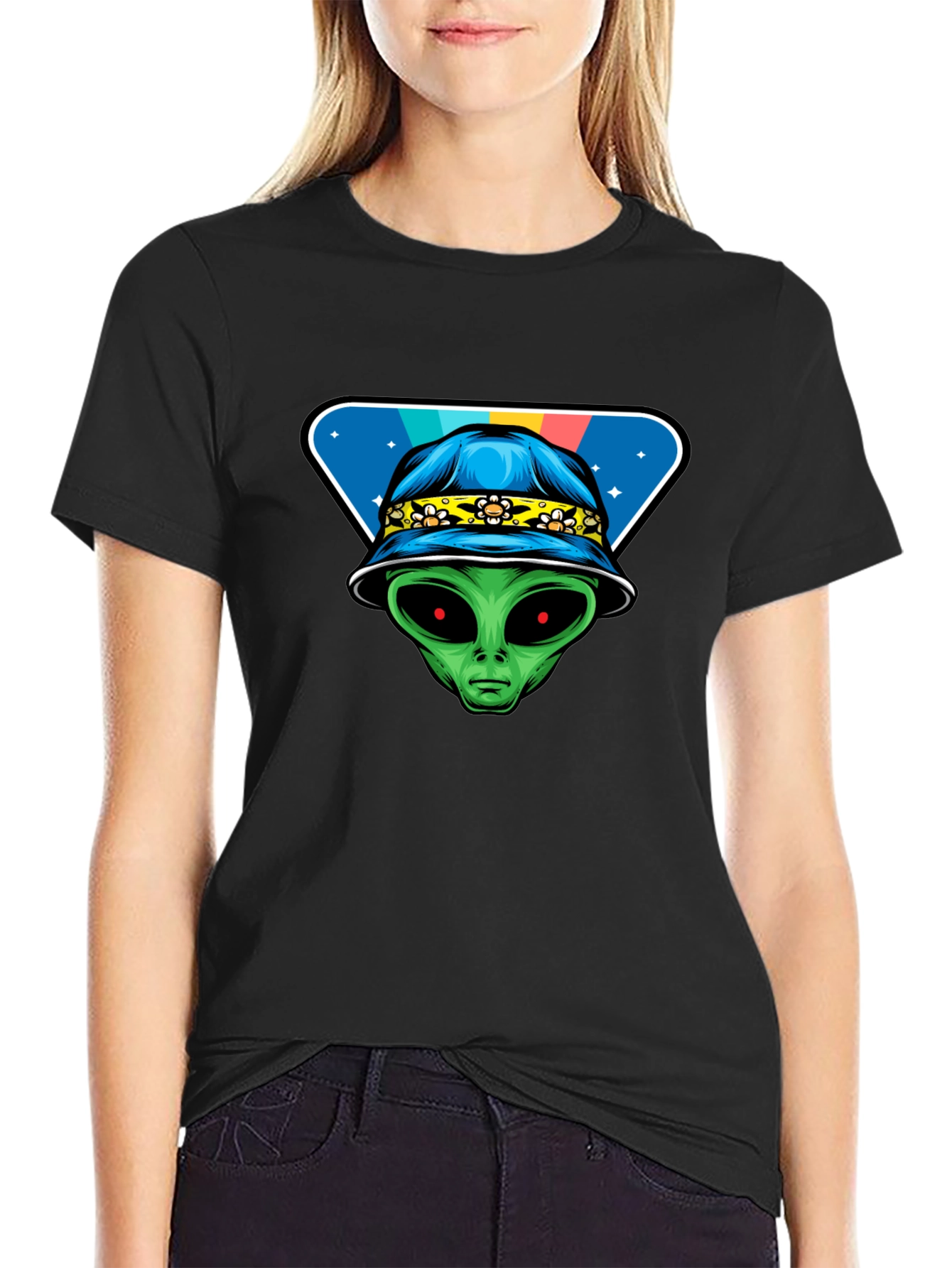 Alien Head Bucket Hat Graphic T-Shirt