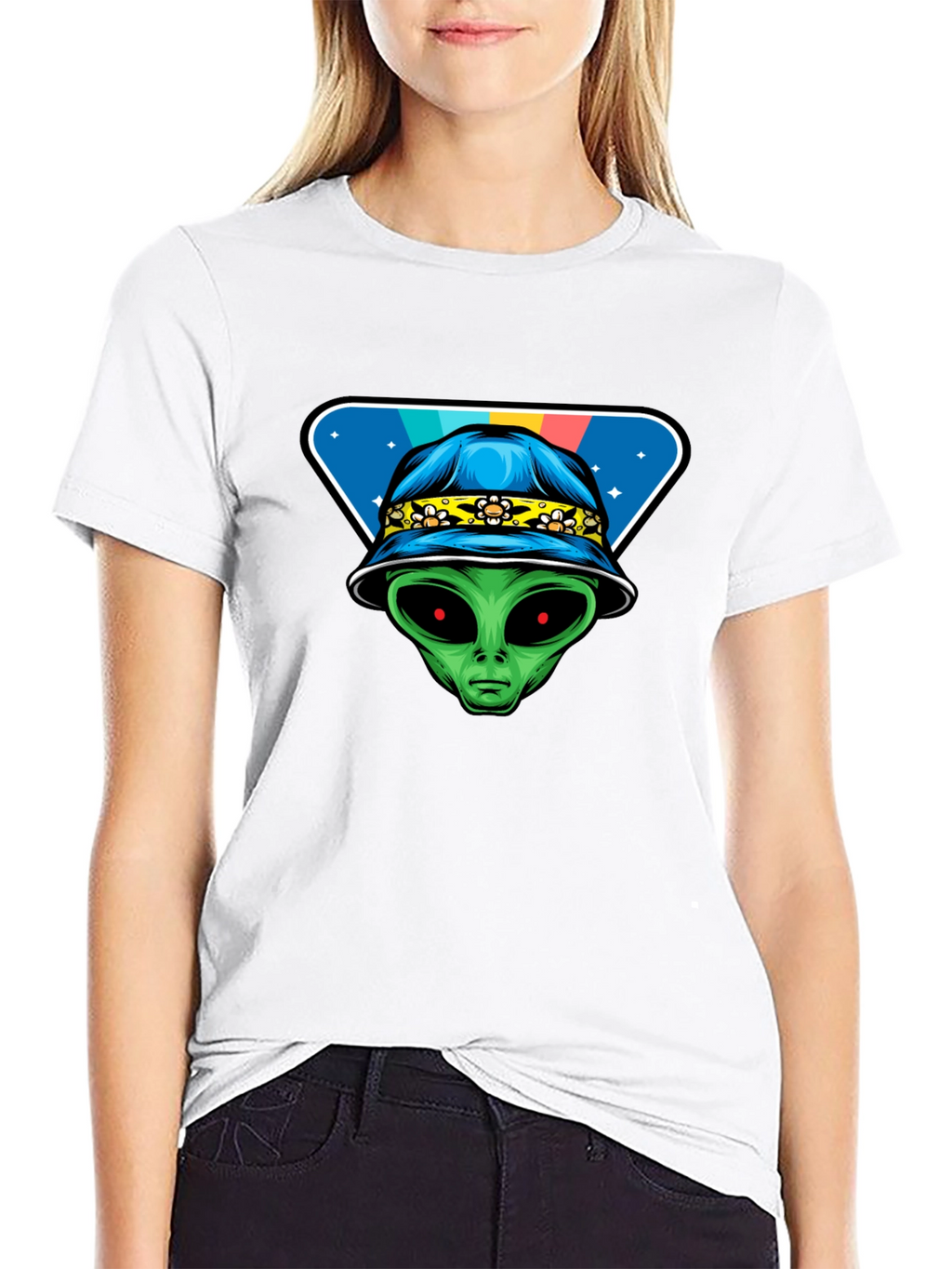 Alien Head Bucket Hat Graphic T-Shirt