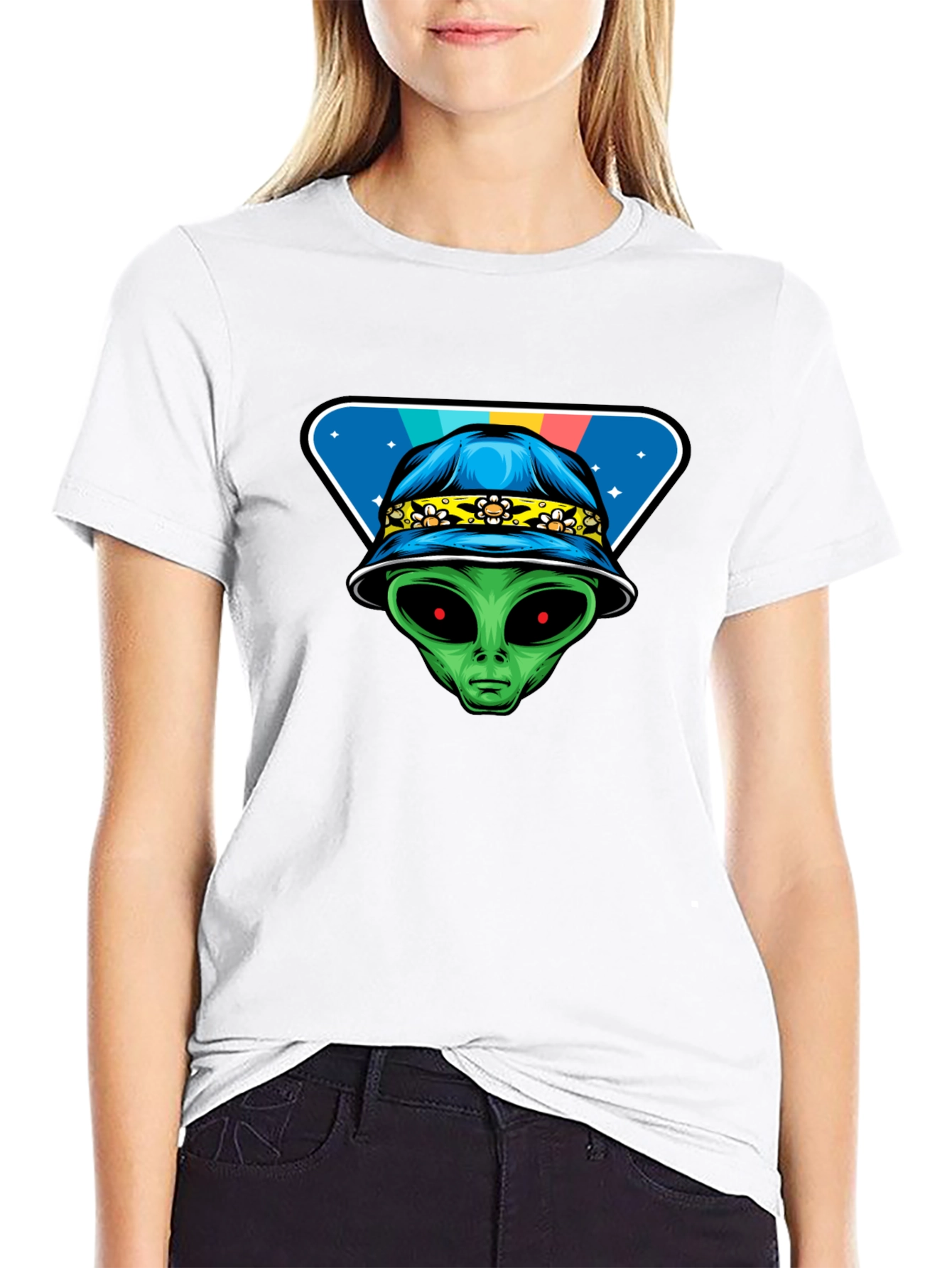 Alien Head Bucket Hat Graphic T-Shirt