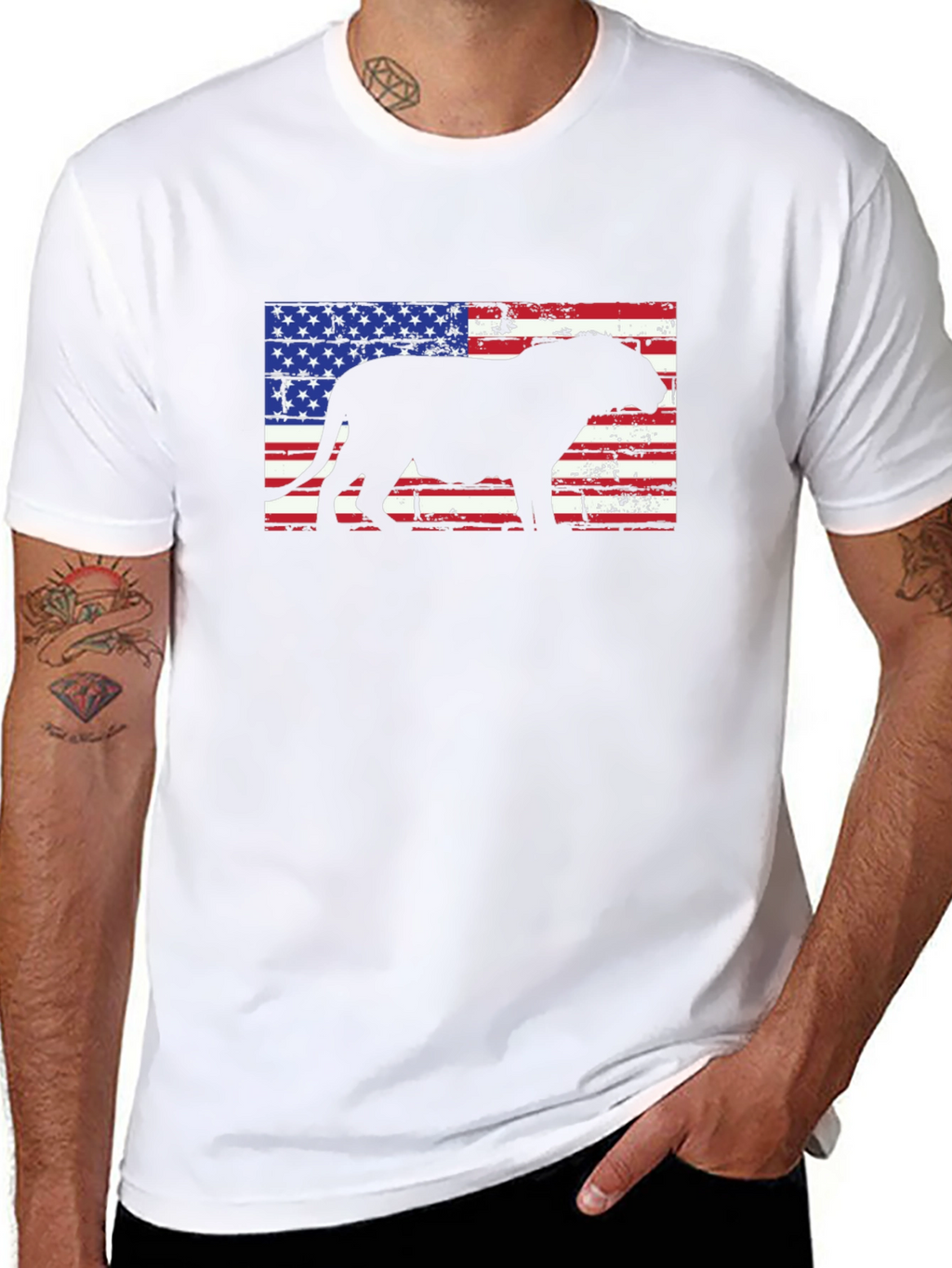 Patriotic Bulldog Mens T-Shirt