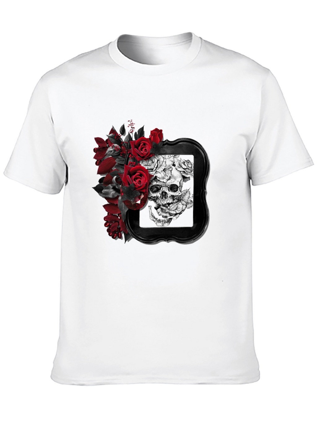Skull & Roses Graphic T-Shirt - Gothic Style