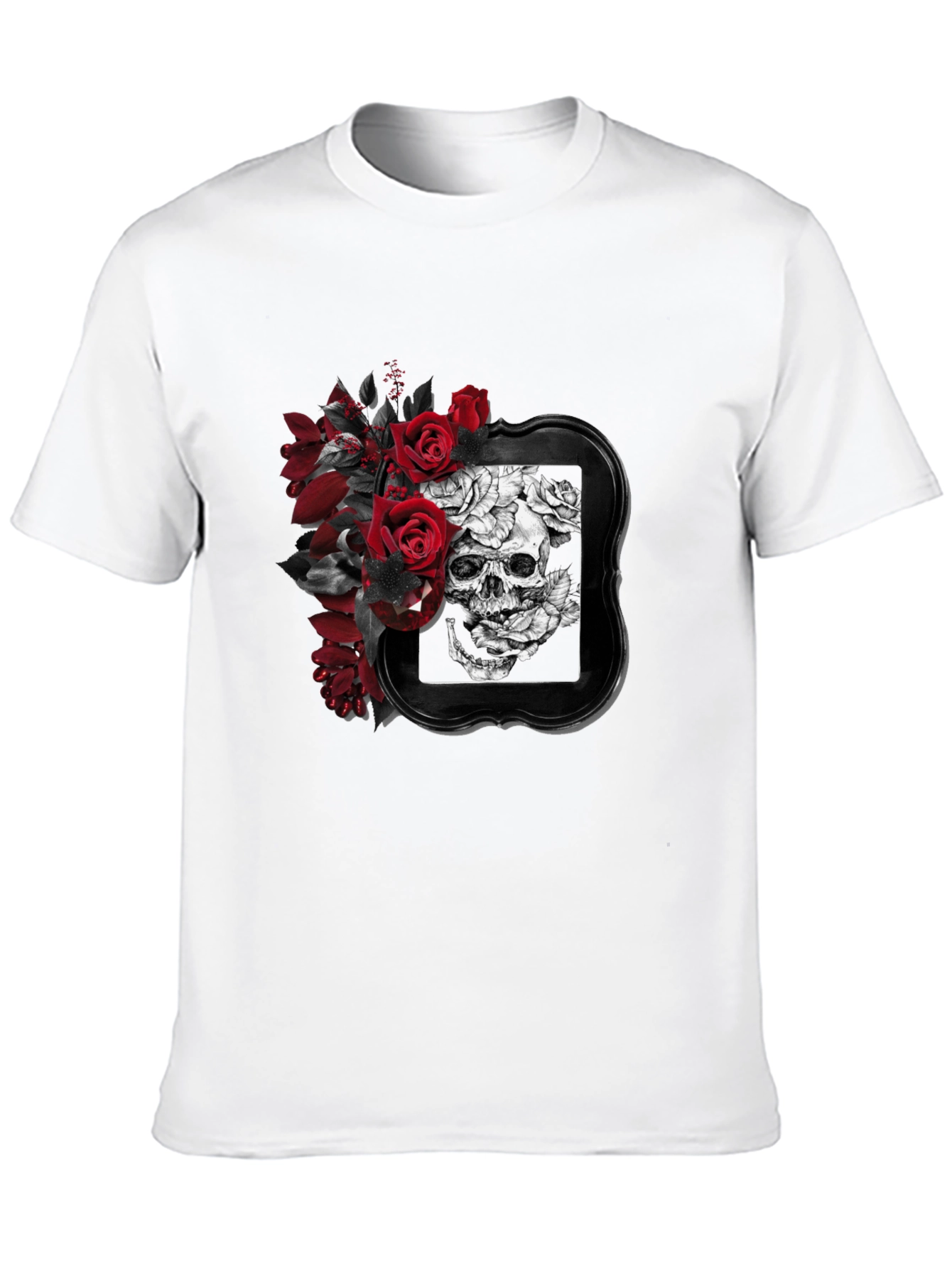 Skull & Roses Graphic T-Shirt - Gothic Style