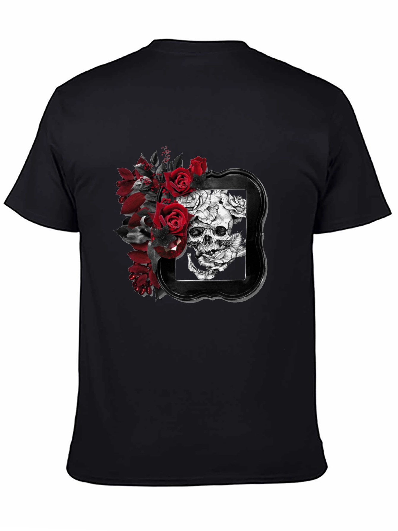 Skull & Roses Graphic T-Shirt - Gothic Style