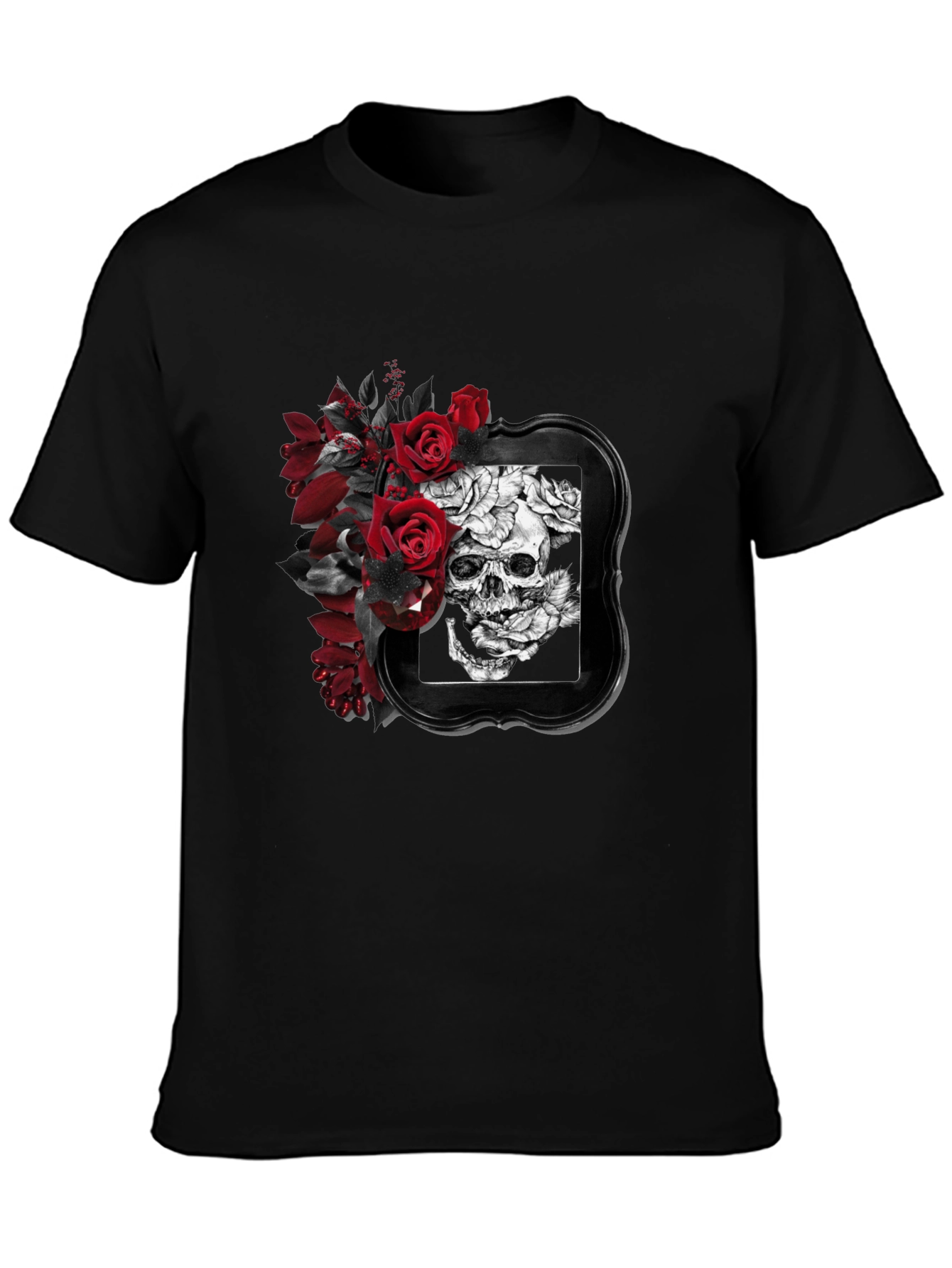 Skull & Roses Graphic T-Shirt - Gothic Style