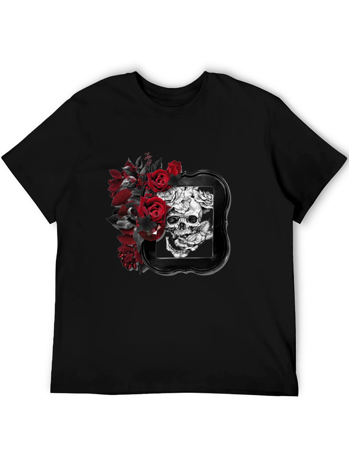 Skull & Roses Graphic T-Shirt - Gothic Style