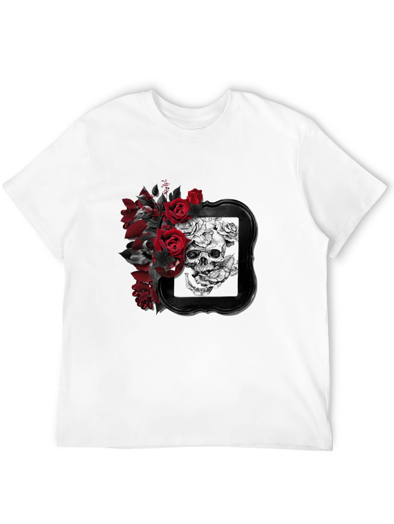 Skull & Roses Graphic T-Shirt - Gothic Style