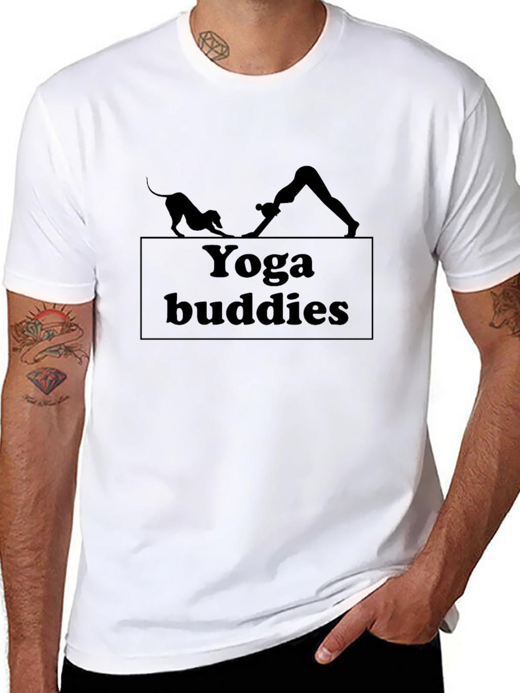Yoga Buddies Graphic T-Shirt - Black Cotton Tee