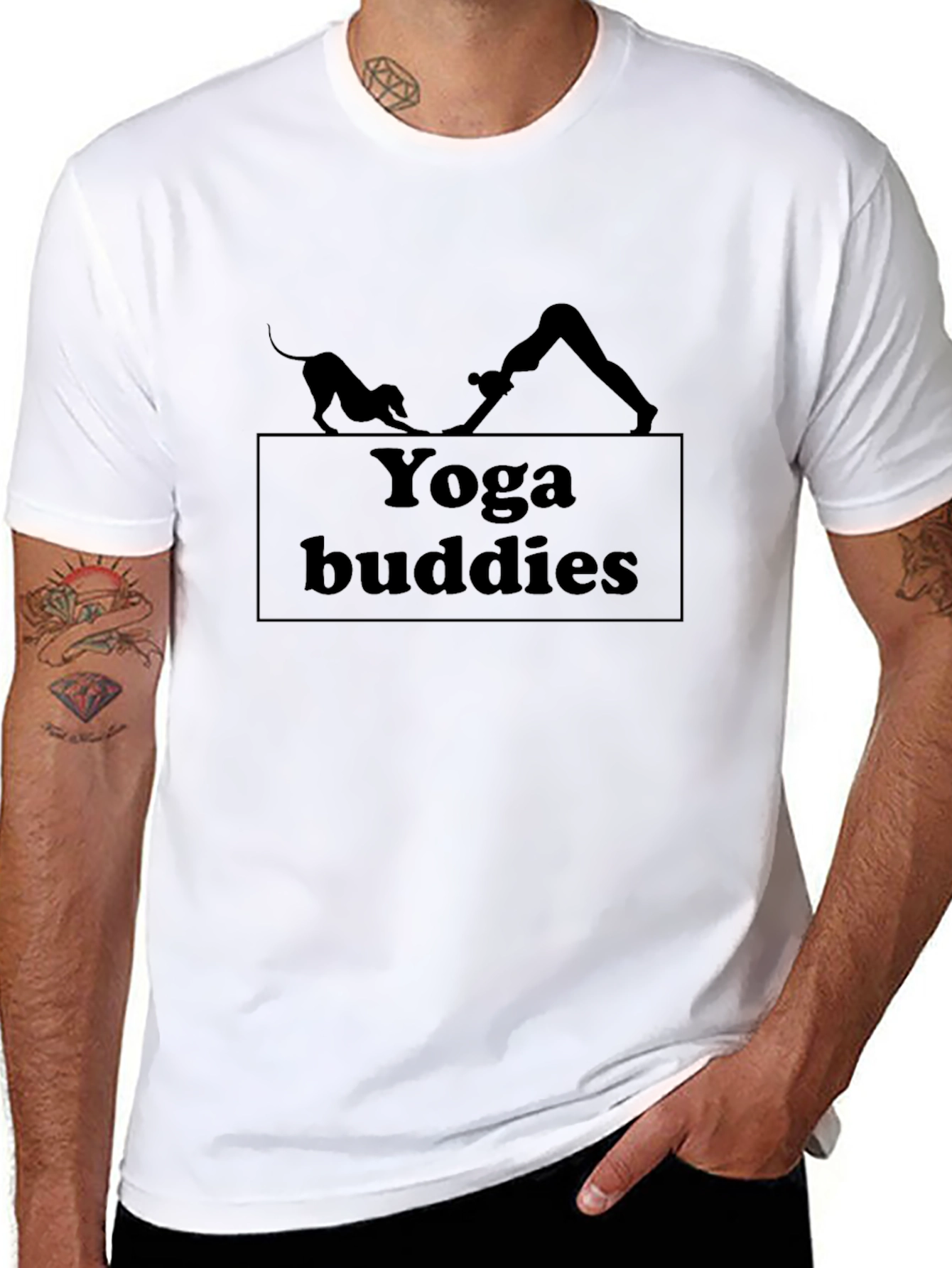 Yoga Buddies Graphic T-Shirt - Black Cotton Tee