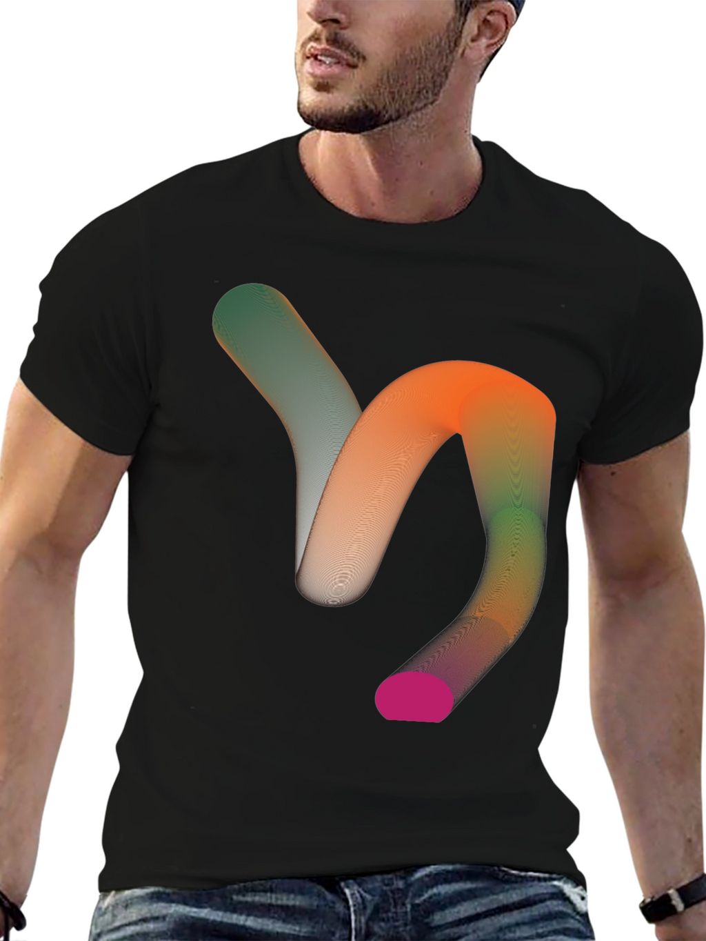 Abstract Gradient Tube Graphic Tee