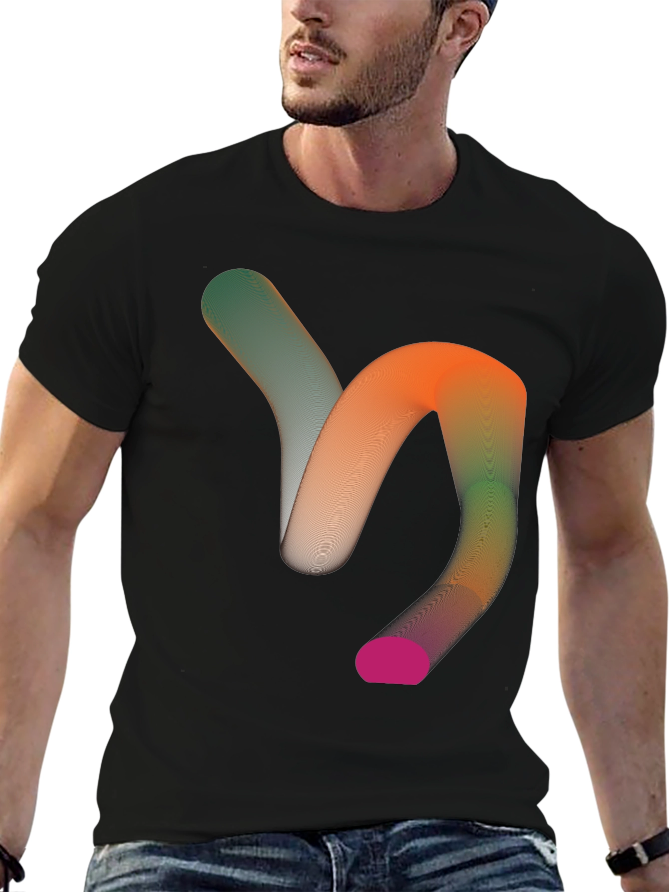 Abstract Gradient Tube Graphic Tee