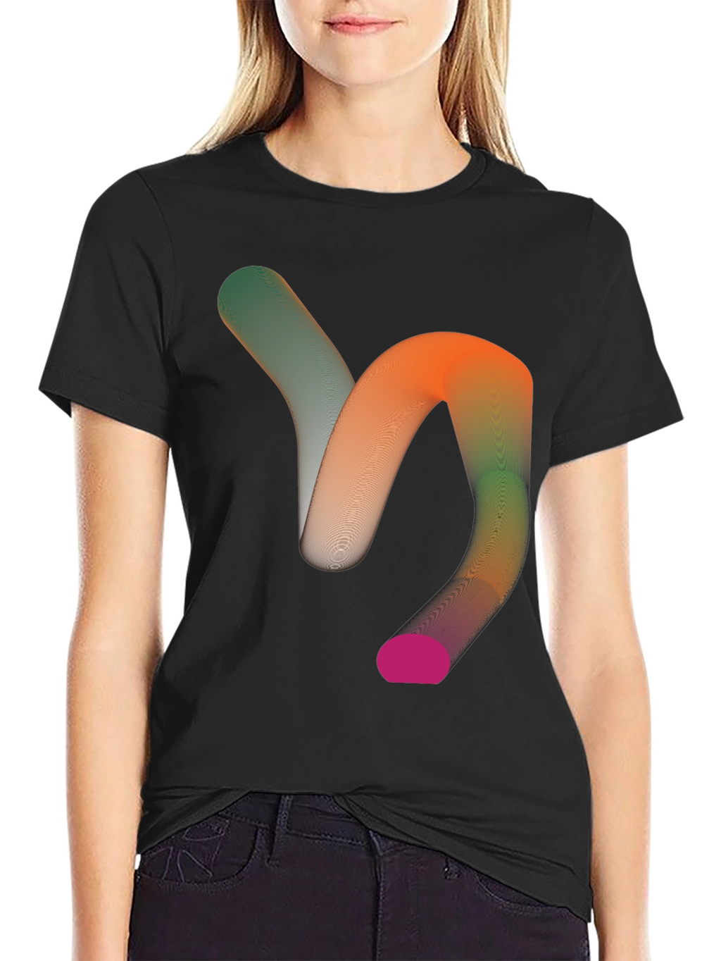 Abstract Gradient Tube Graphic Tee