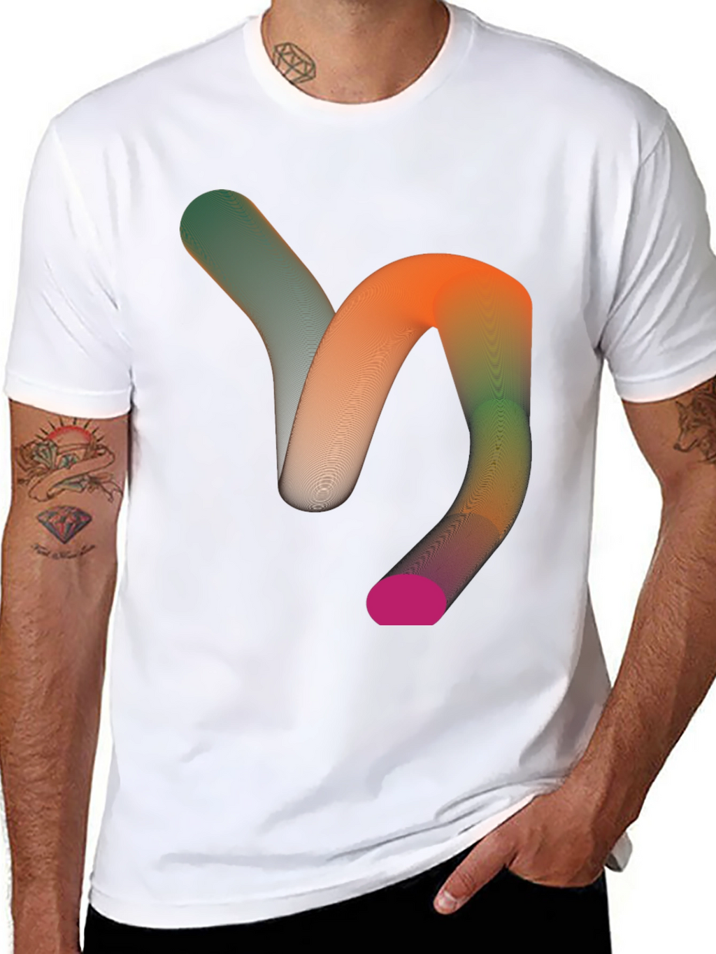 Abstract Gradient Tube Graphic Tee