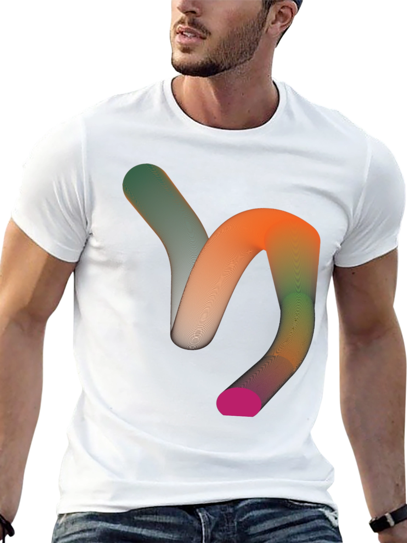 Abstract Gradient Tube Graphic Tee