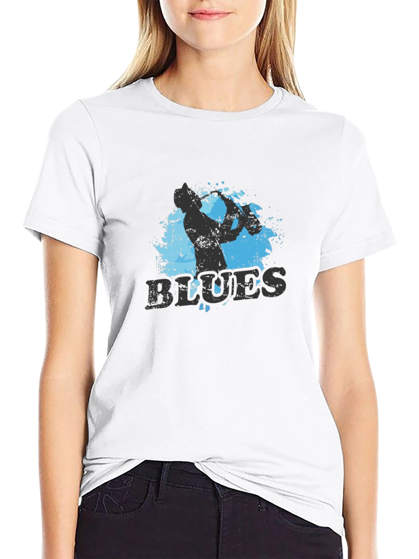 Blues Saxophone Graphic T-Shirt - Cool Music Tee