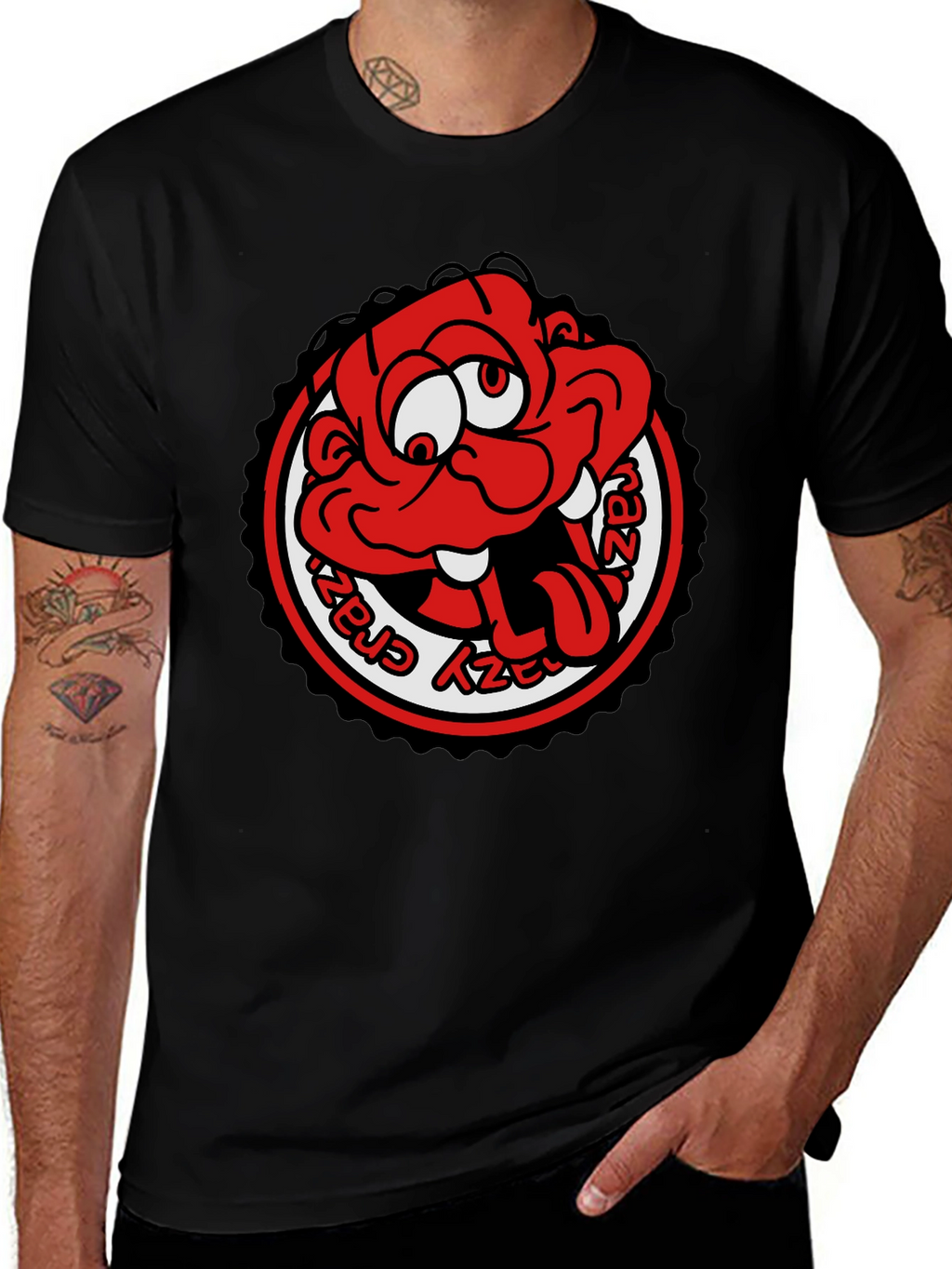 Crazy Cartoon Graphic Tee - Black Unisex T-Shirt