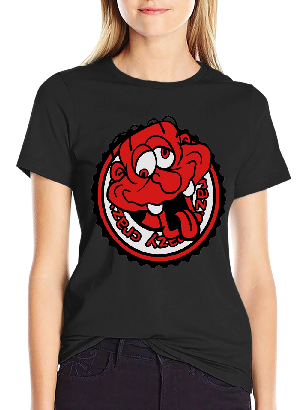 Crazy Cartoon Graphic Tee - Black Unisex T-Shirt