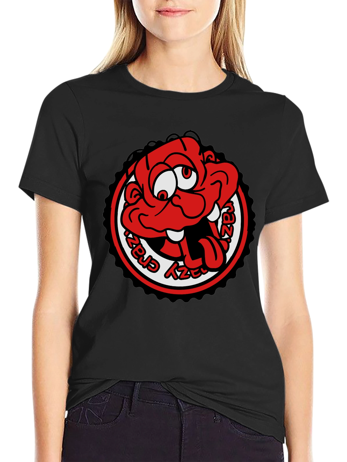 Crazy Cartoon Graphic Tee - Black Unisex T-Shirt