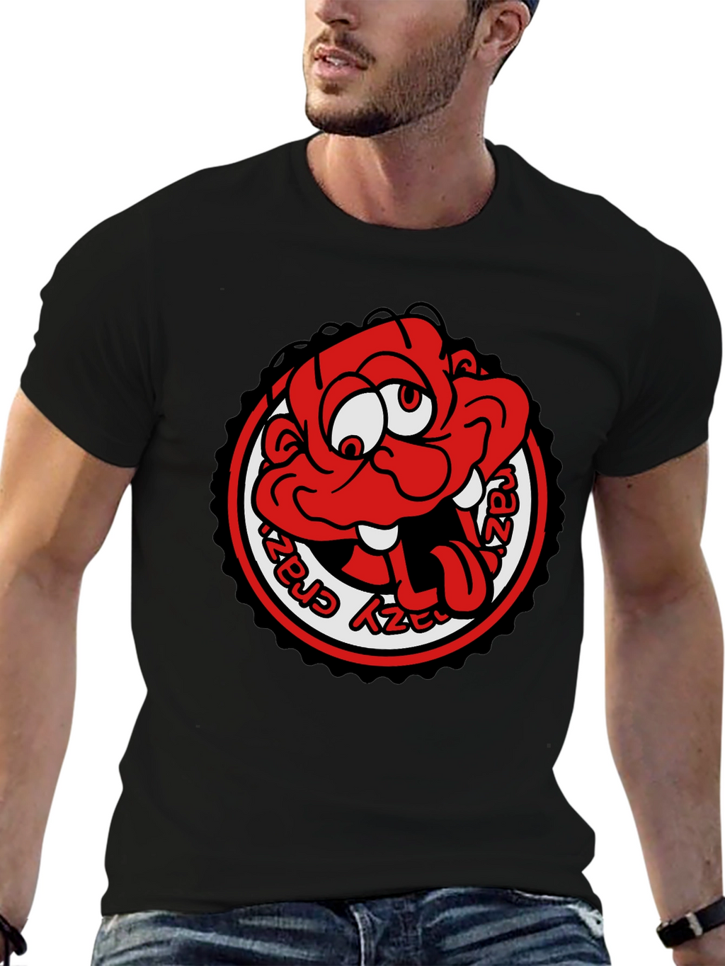 Crazy Cartoon Graphic Tee - Black Unisex T-Shirt