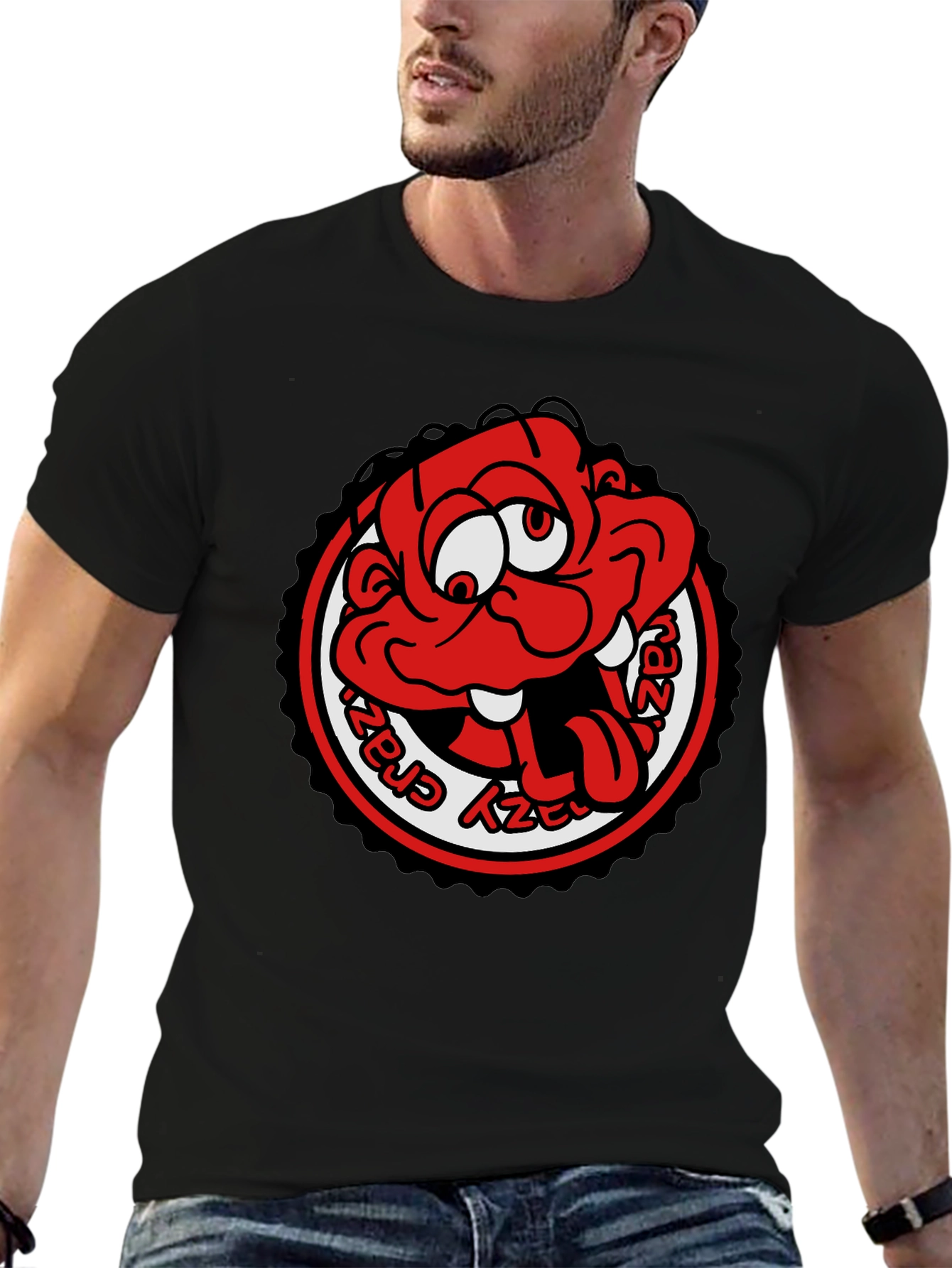 Crazy Cartoon Graphic Tee - Black Unisex T-Shirt