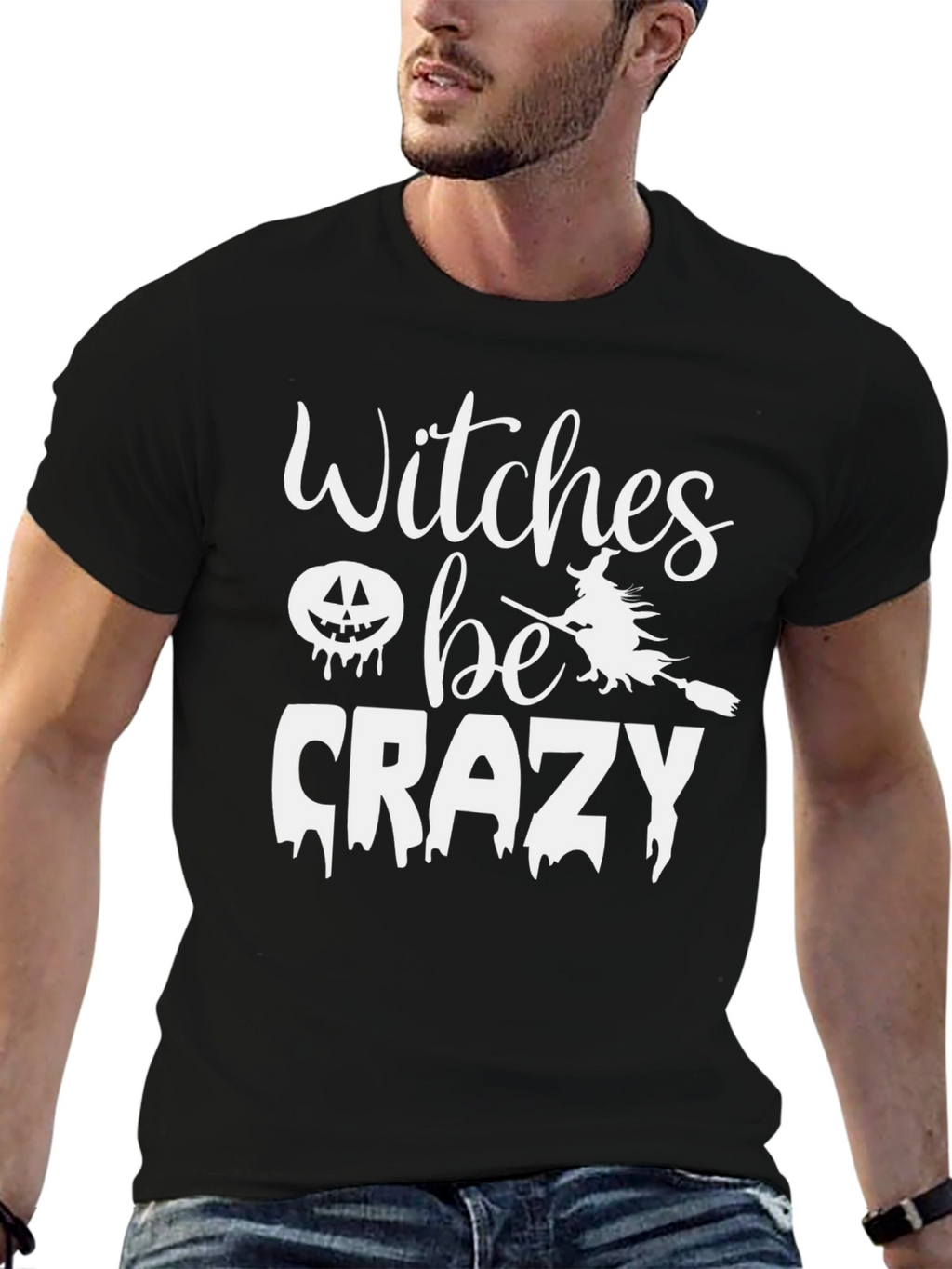 Witches Be Crazy Halloween Graphic Tee - Black
