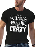 Witches Be Crazy Halloween Graphic Tee - Black