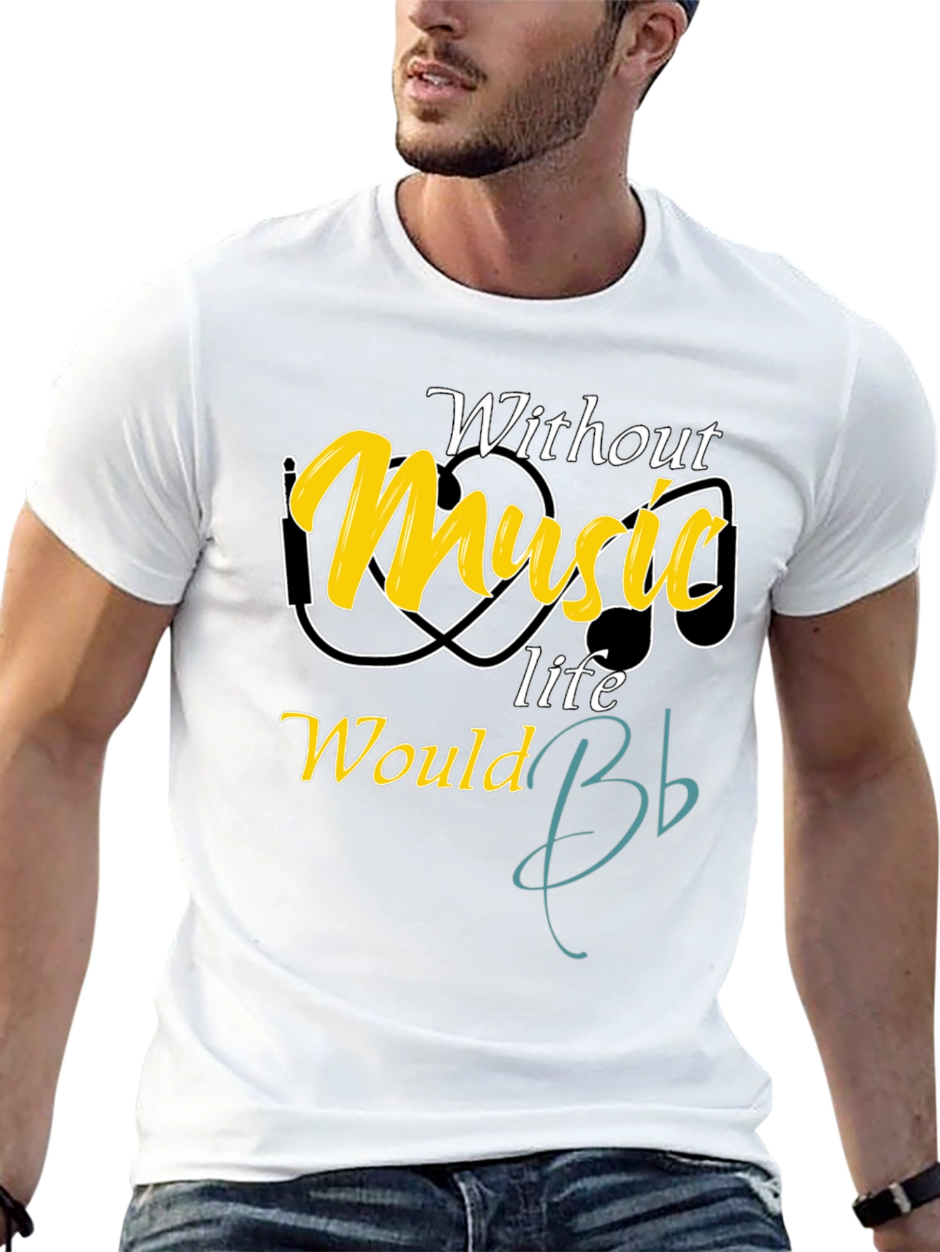 Music Lover Tee - Without Music Life Would B Flat