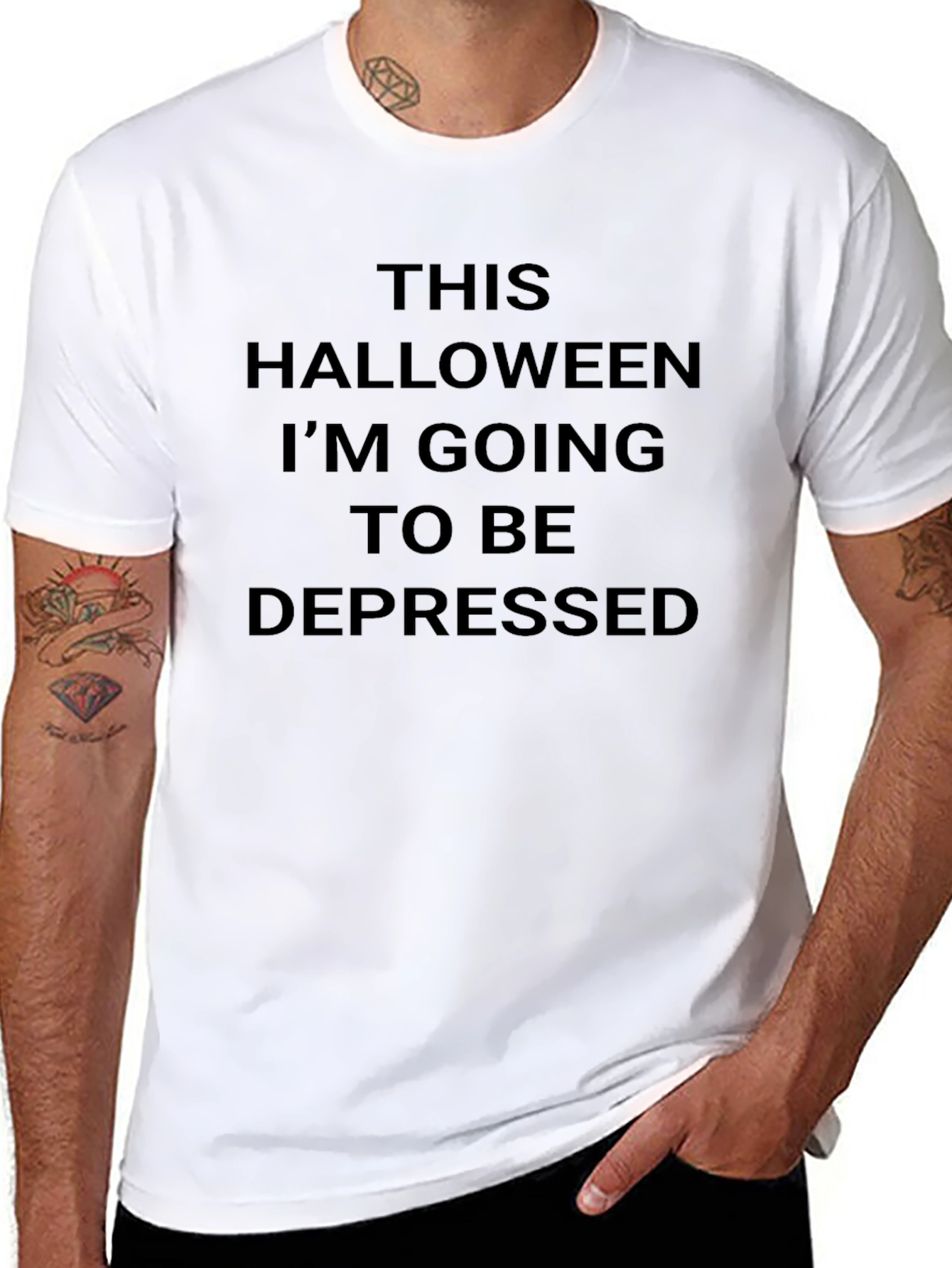 Depressed Halloween Black T-Shirt