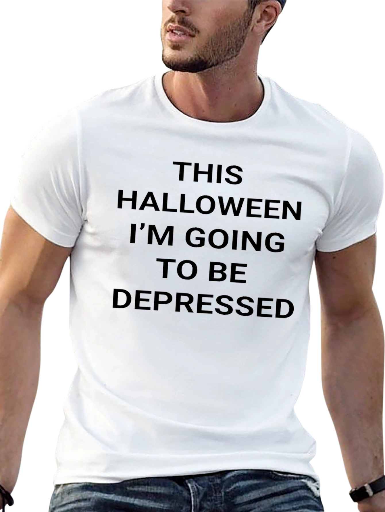 Depressed Halloween Black T-Shirt